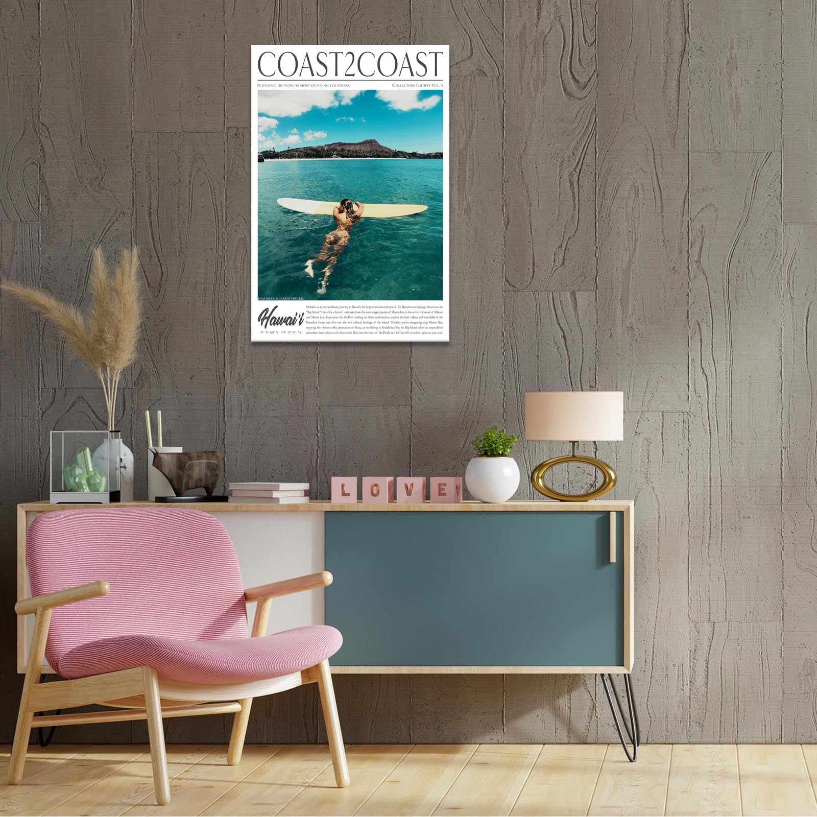 Foto 7 pulgar | Lienzo Para Pared, Pósters Vintage De Surf Costero, 40 X 60 Cm, Enmarcados - Venta Internacional.
