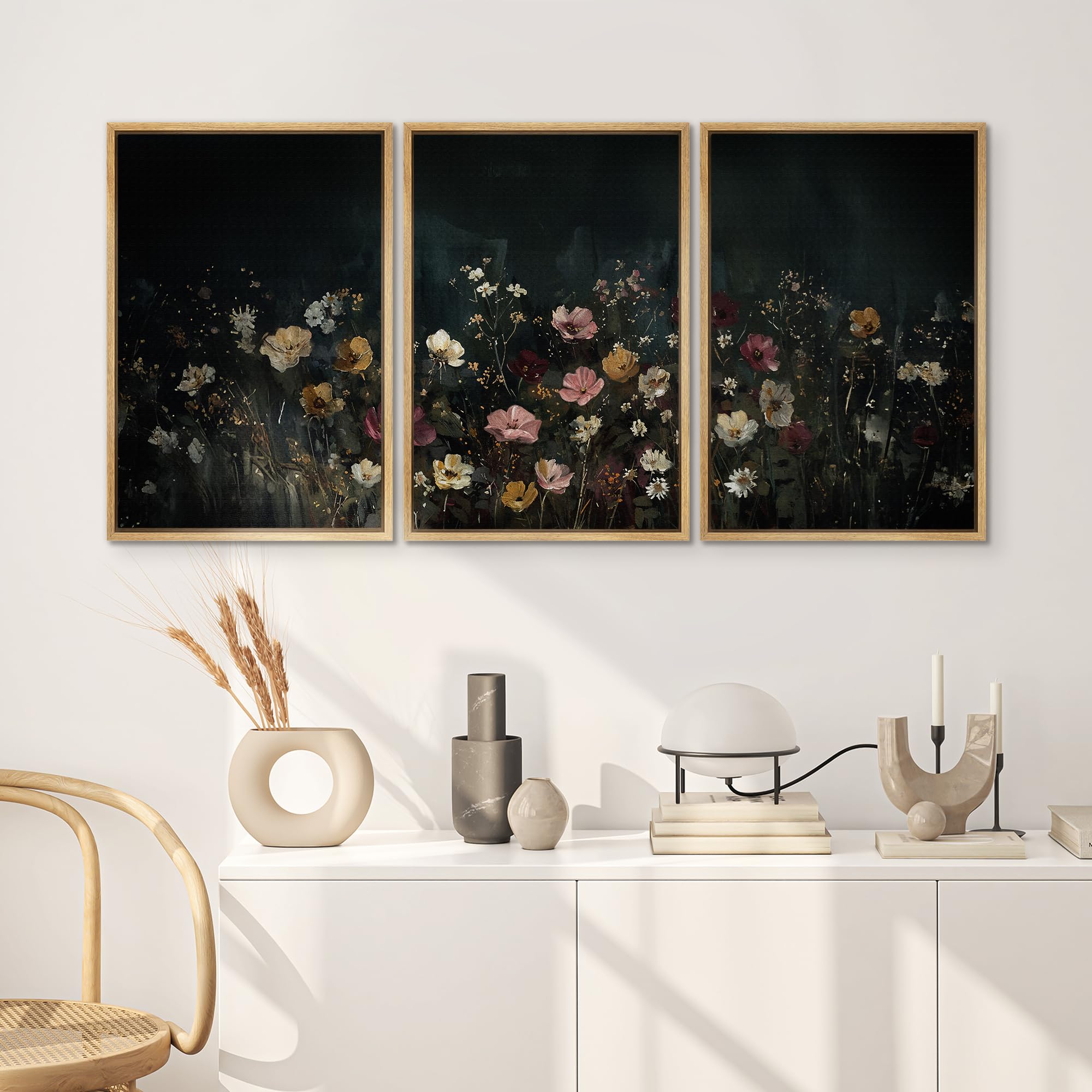 Foto 4 pulgar | Lámina Sobre Lienzo Signwin Dark Floral Botanical 40x60cmx3cm - Venta Internacional.