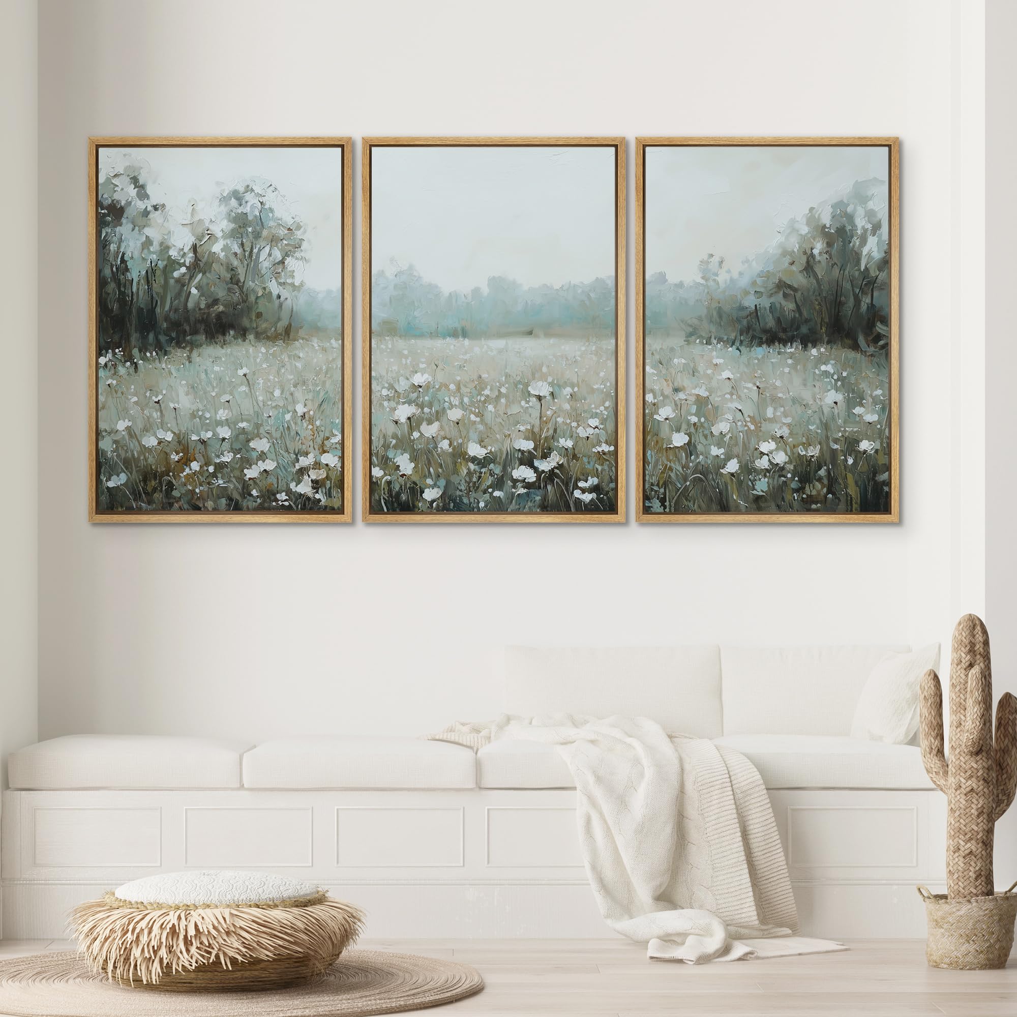 Foto 3 pulgar | Lámina Sobre Lienzo Signwin Misty White Wildflower Meadow 24x36x3 Cm - Venta Internacional.