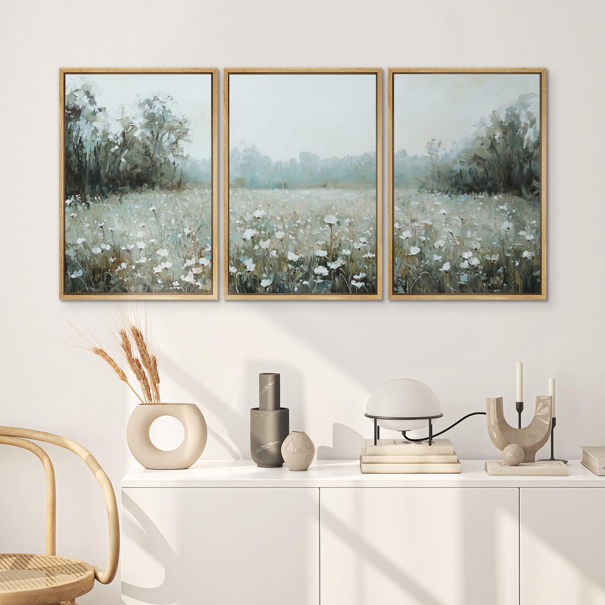 Foto 3 | Lámina Sobre Lienzo Signwin Misty White Wildflower Meadow 24x36x3 Cm - Venta Internacional.