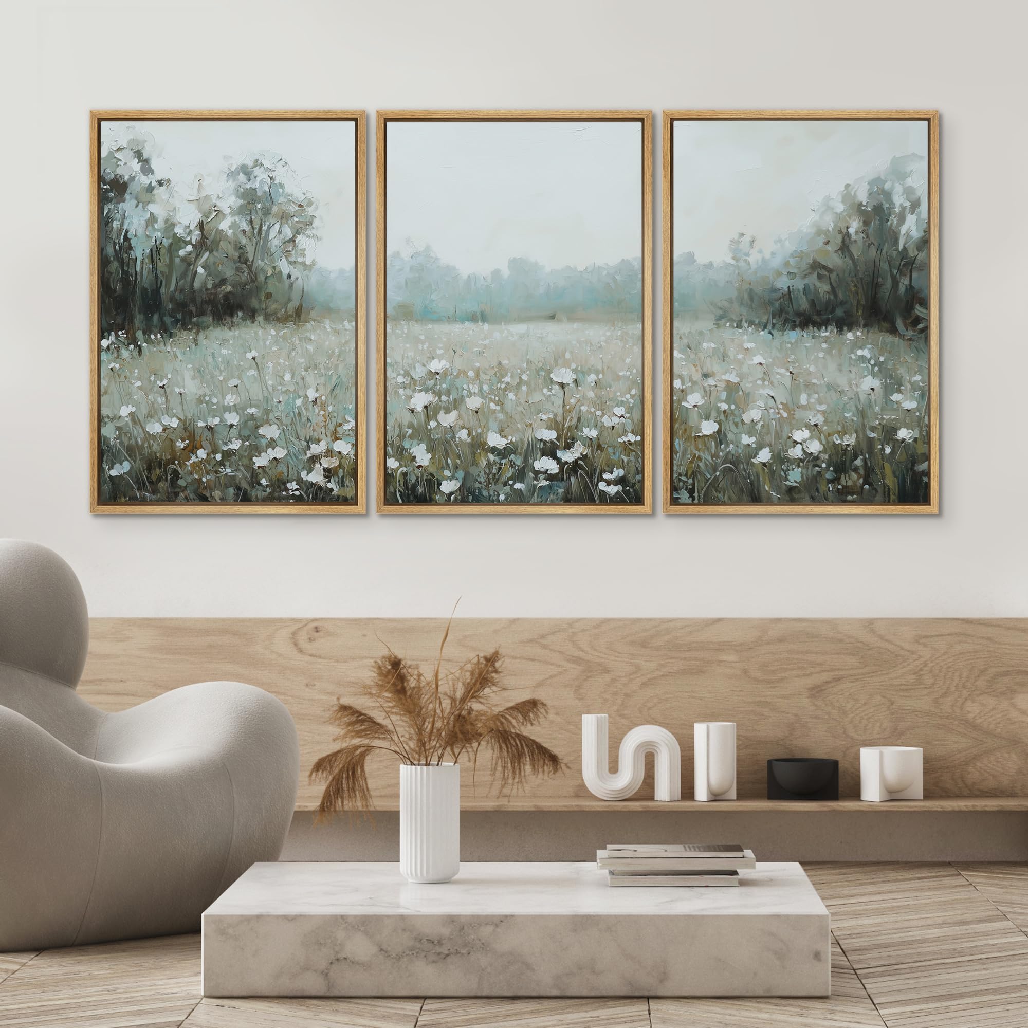 Foto 4 | Lámina Sobre Lienzo Signwin Misty White Wildflower Meadow 24x36x3 Cm - Venta Internacional.