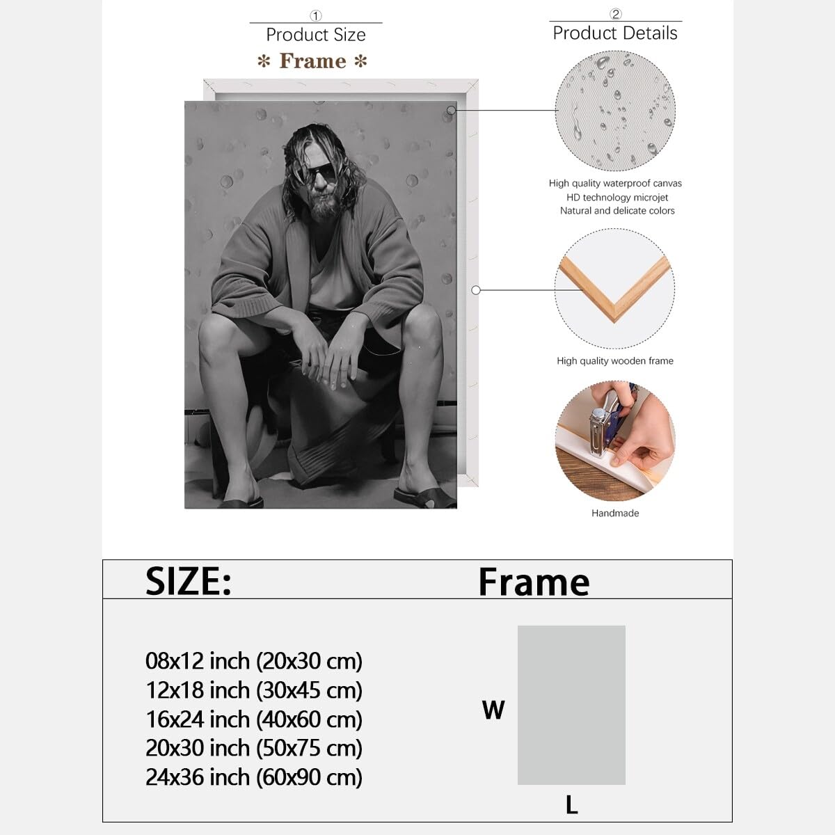 Foto 3 pulgar | Póster Divertido De La Película De Baño El Gran Lebowski, 40 X 60 Cm, Enmarcado - Venta Internacional.