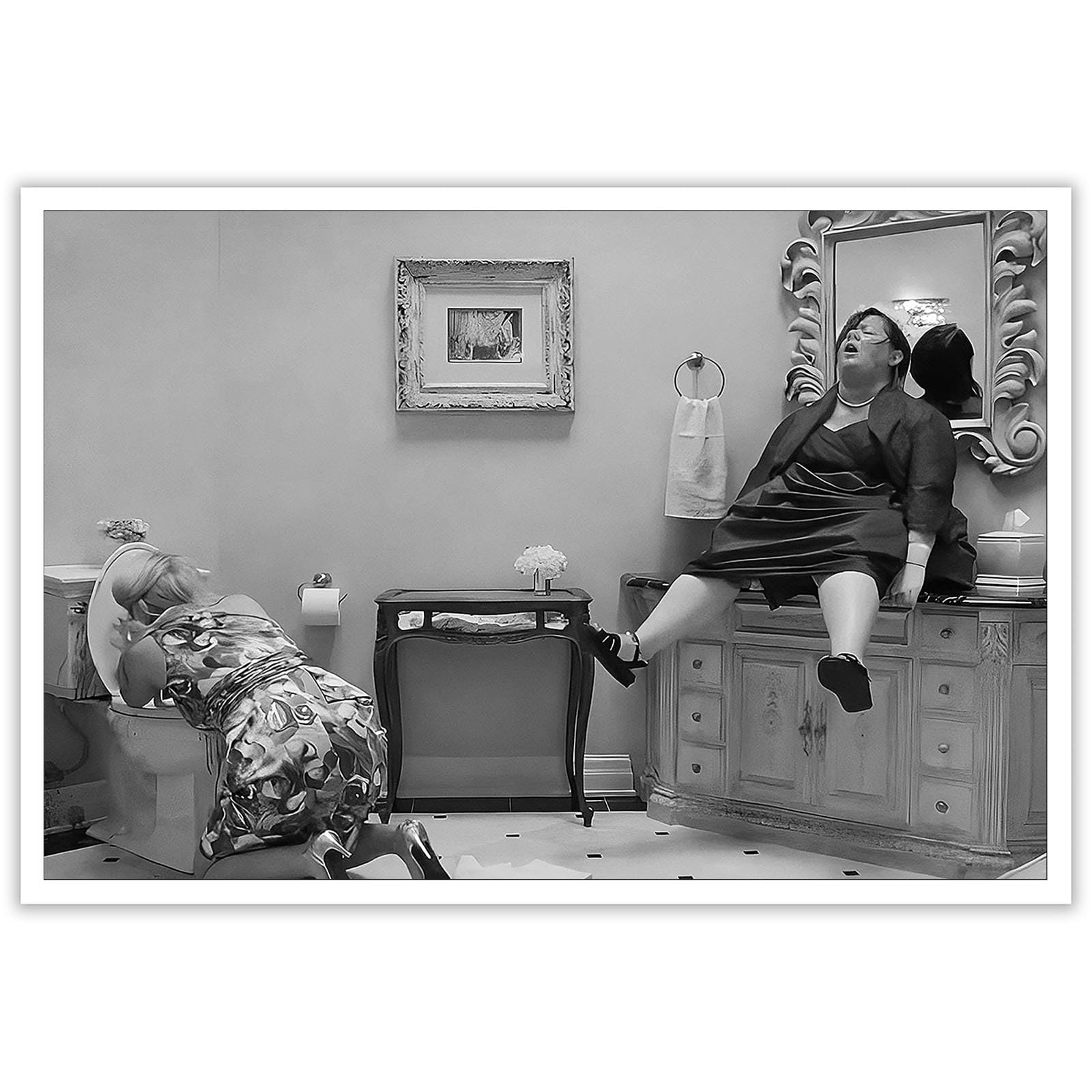 Foto 1 | Lámina Sobre Lienzo Divertida Película En Blanco Y Negro, Damas De Honor, 40 X 60 Cm - Venta Internacional.
