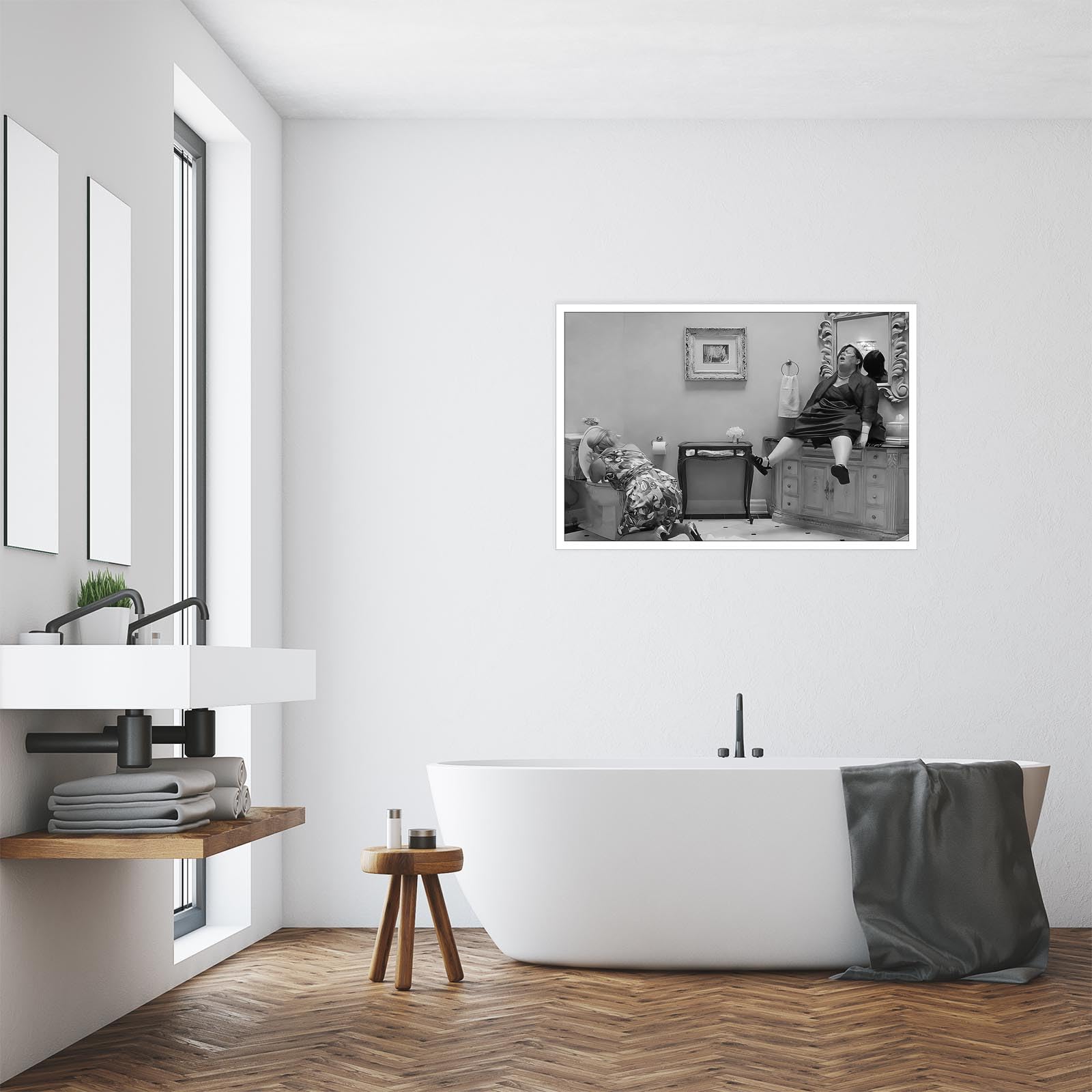 Foto 4 pulgar | Lámina Sobre Lienzo Divertida Película En Blanco Y Negro, Damas De Honor, 40 X 60 Cm - Venta Internacional.