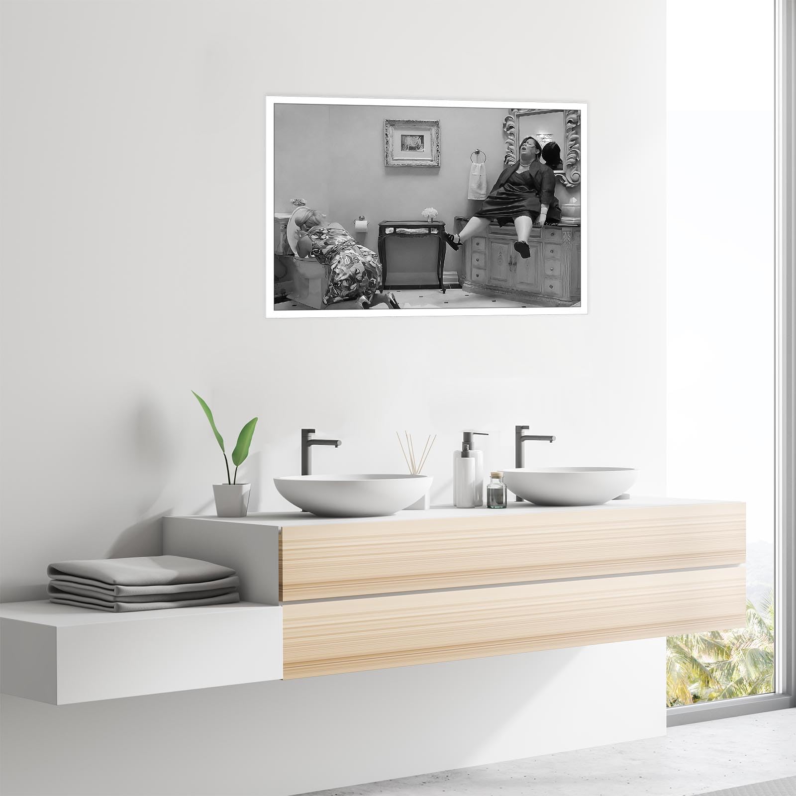 Foto 4 | Lámina Sobre Lienzo Divertida Película En Blanco Y Negro, Damas De Honor, 40 X 60 Cm - Venta Internacional.