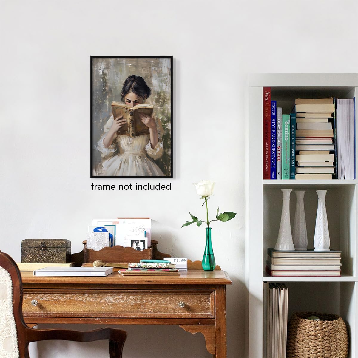 Foto 5 | Lienzo Para Pared, Libro De Lectura Vintage Para Mujer, 40 X 60 Cm, Sin Marco - Venta Internacional.