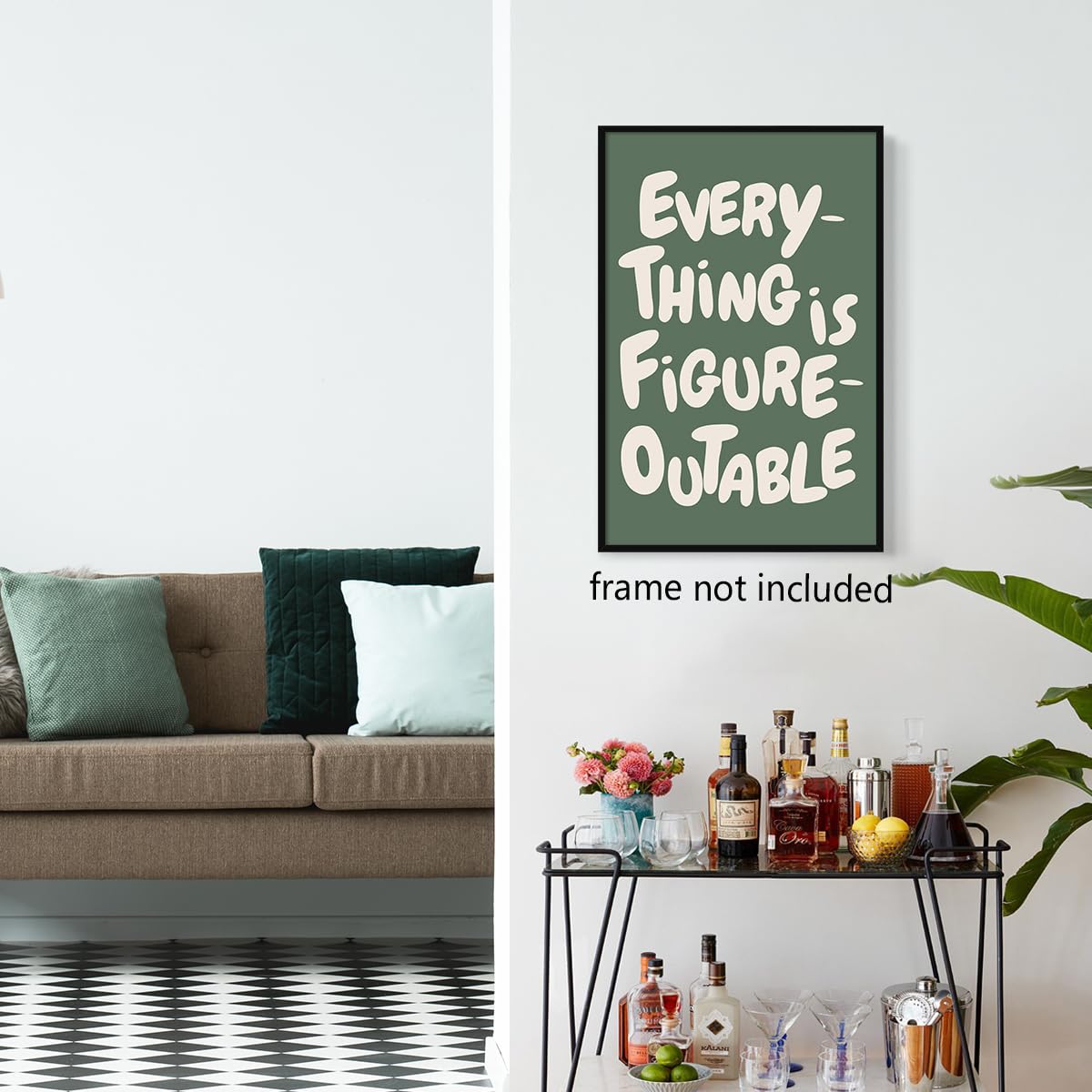 Foto 5 | Póster Mural Moderno De Color Verde Everything Is Figureoutable - Venta Internacional.