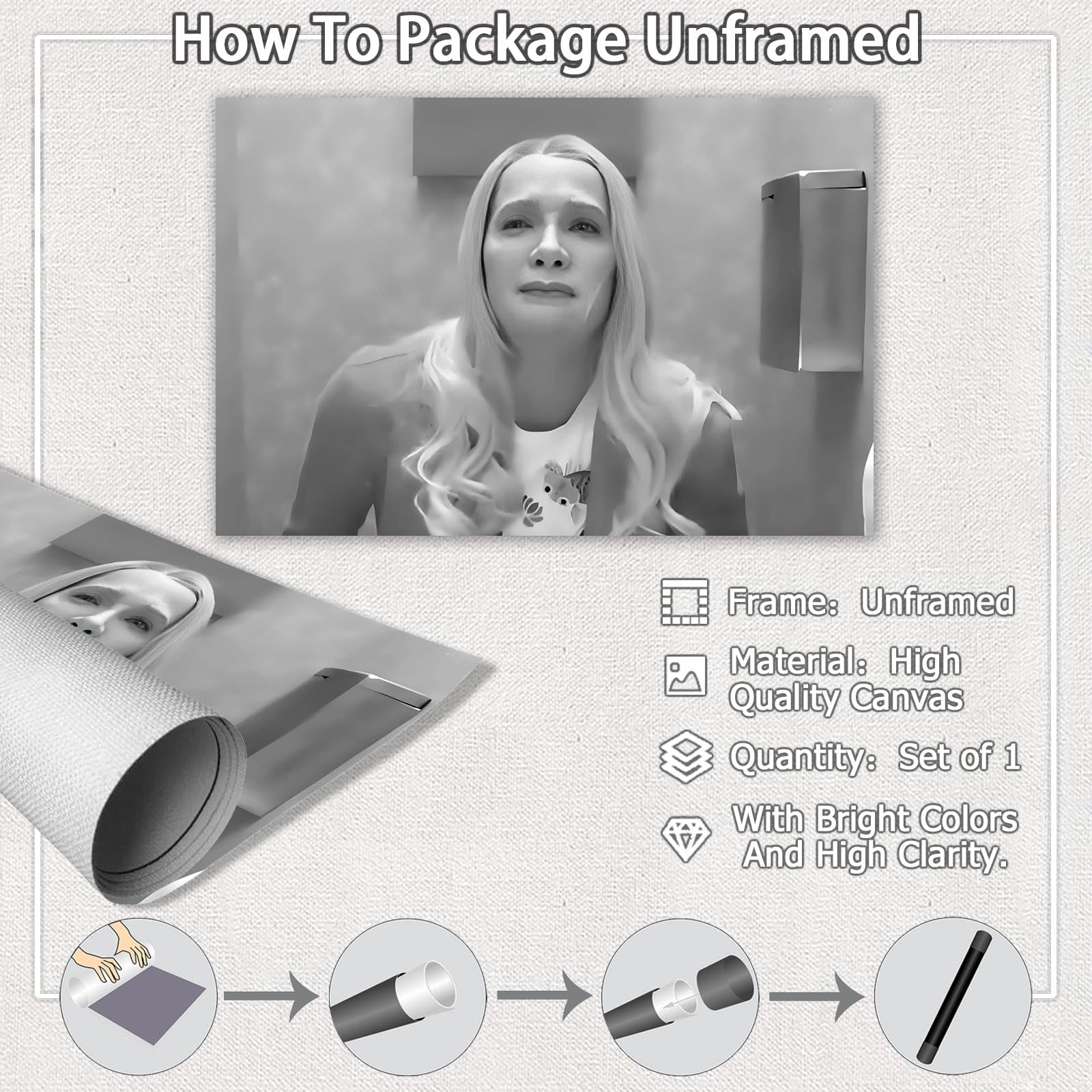 Foto 3 pulgar | Divertido Póster De Película En Blanco Y Negro Con Estampado Sobre Lienzo White Chicks - Venta Internacional.