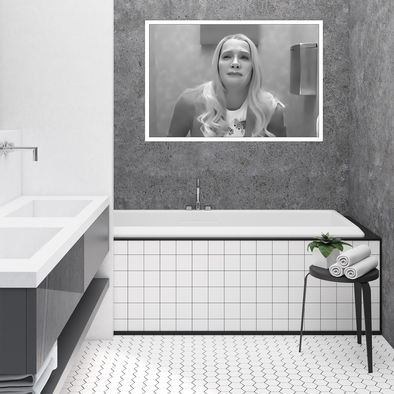 Foto 5 pulgar | Divertido Póster De Película En Blanco Y Negro Con Estampado Sobre Lienzo White Chicks - Venta Internacional.