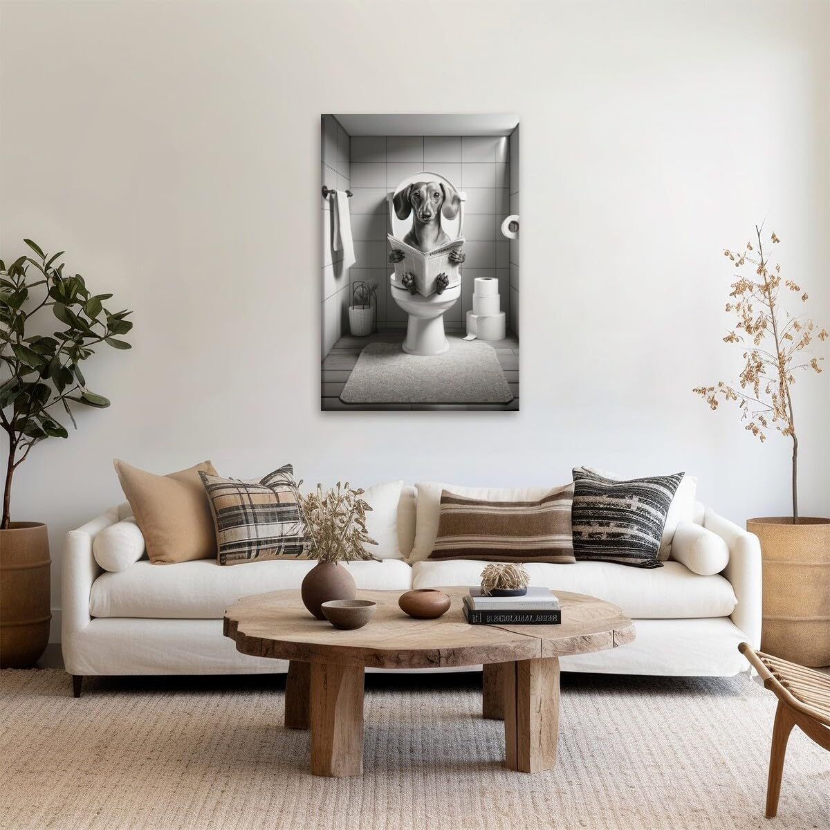 Foto 3 pulgar | Lienzo De Baño Divertido Con Diseño De Perro Salchicha, 20 X 30 Cm, Negro Y Blanco - Venta Internacional.