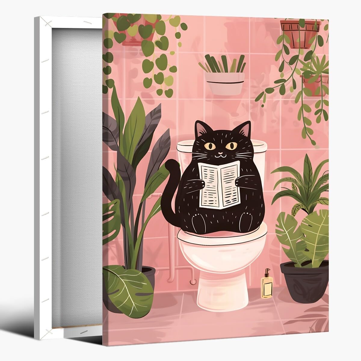 Foto 2 pulgar | Divertido Póster Decorativo De Pared Con Forma De Gato Negro Para Baño, 20 X 30 Cm, Enmarcado - Venta Internacional.