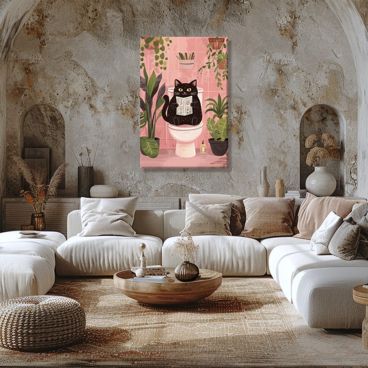 Foto 5 pulgar | Divertido Póster Decorativo De Pared Con Forma De Gato Negro Para Baño, 20 X 30 Cm, Enmarcado - Venta Internacional.