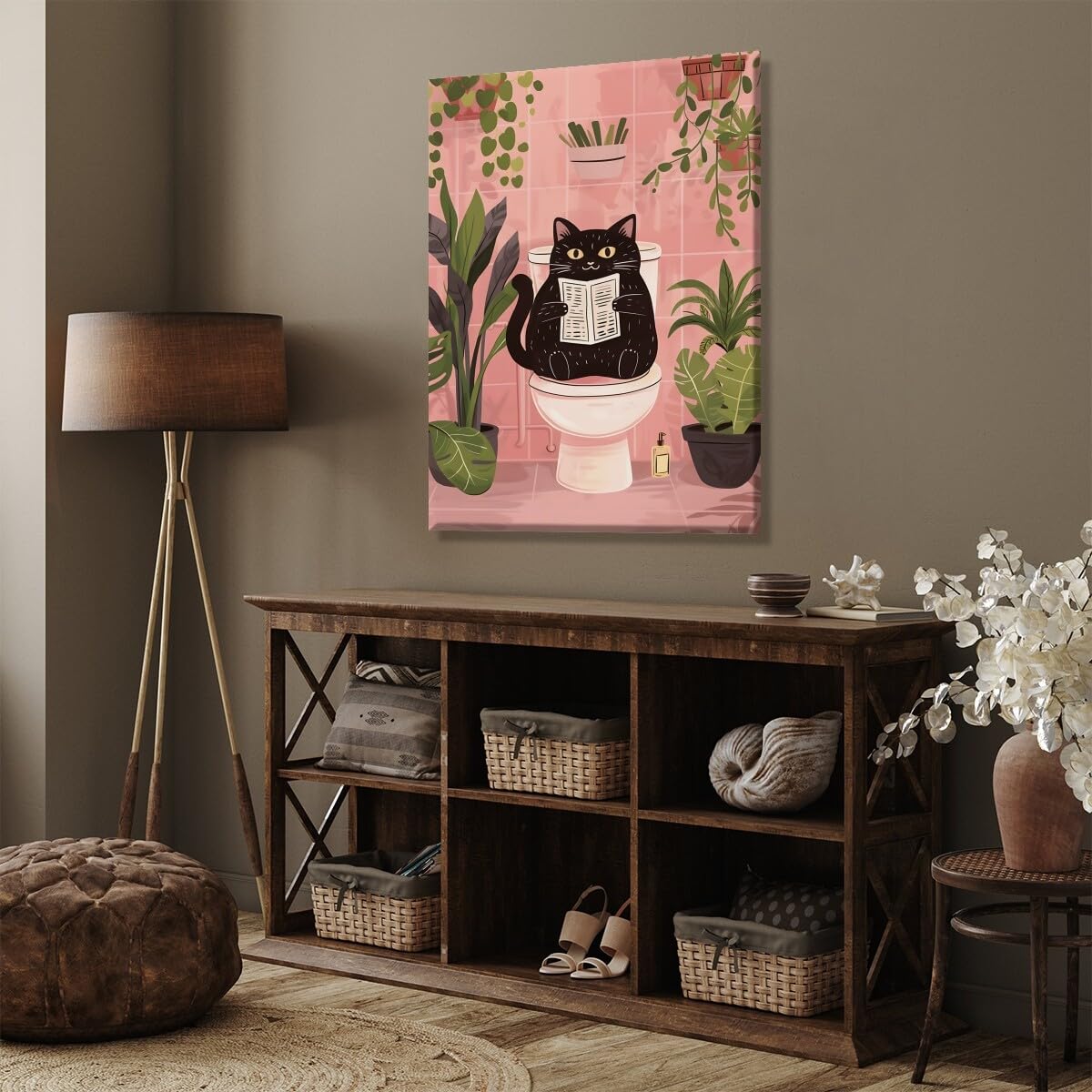 Foto 6 pulgar | Divertido Póster Decorativo De Pared Con Forma De Gato Negro Para Baño, 20 X 30 Cm, Enmarcado - Venta Internacional.