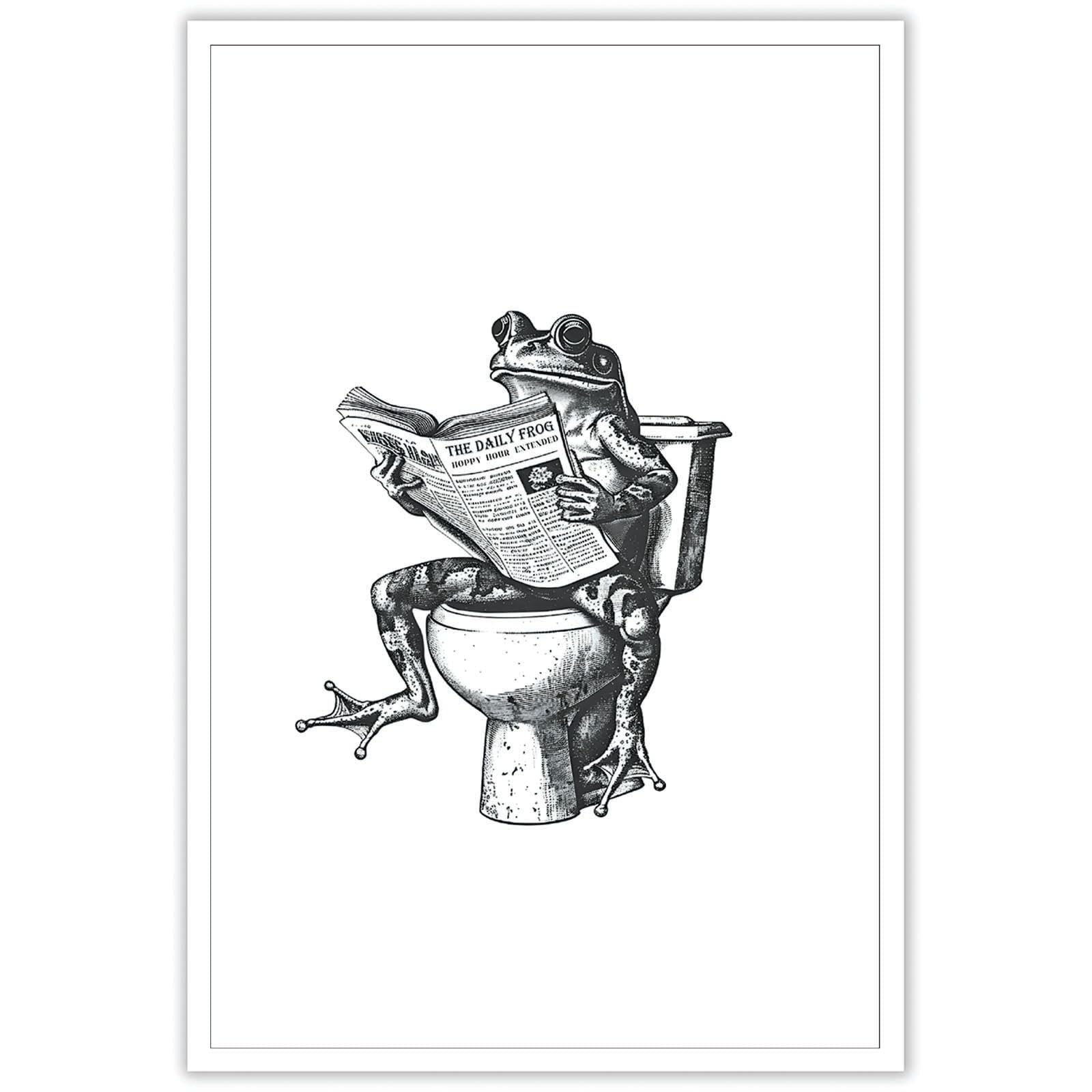 Foto 1 | Lienzo Decorativo Divertido Para Pared Con Forma De Rana Para Baño, Diseño Retro, 40 X 60 Cm - Venta Internacional.