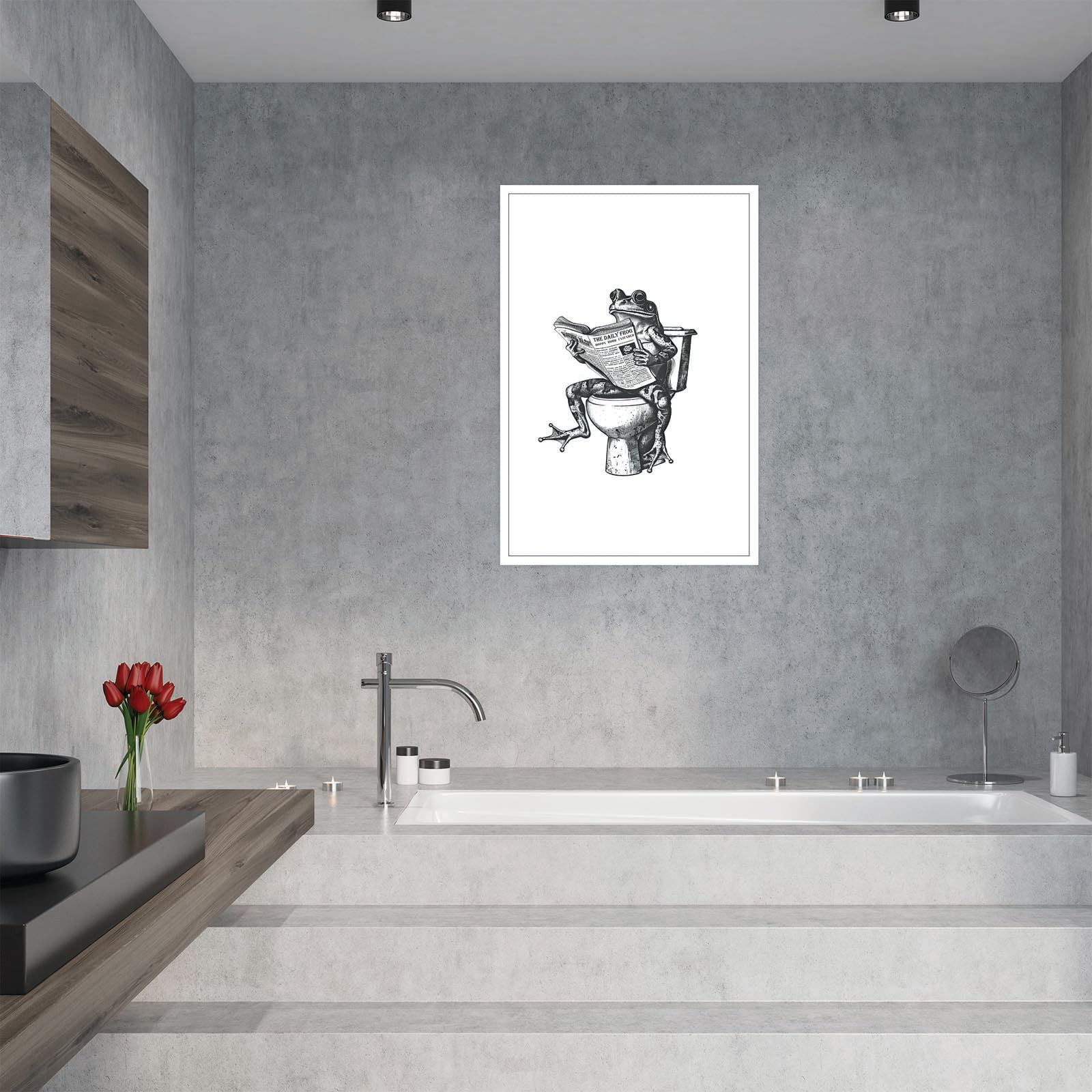 Foto 4 | Lienzo Decorativo Divertido Para Pared Con Forma De Rana Para Baño, Diseño Retro, 40 X 60 Cm - Venta Internacional.