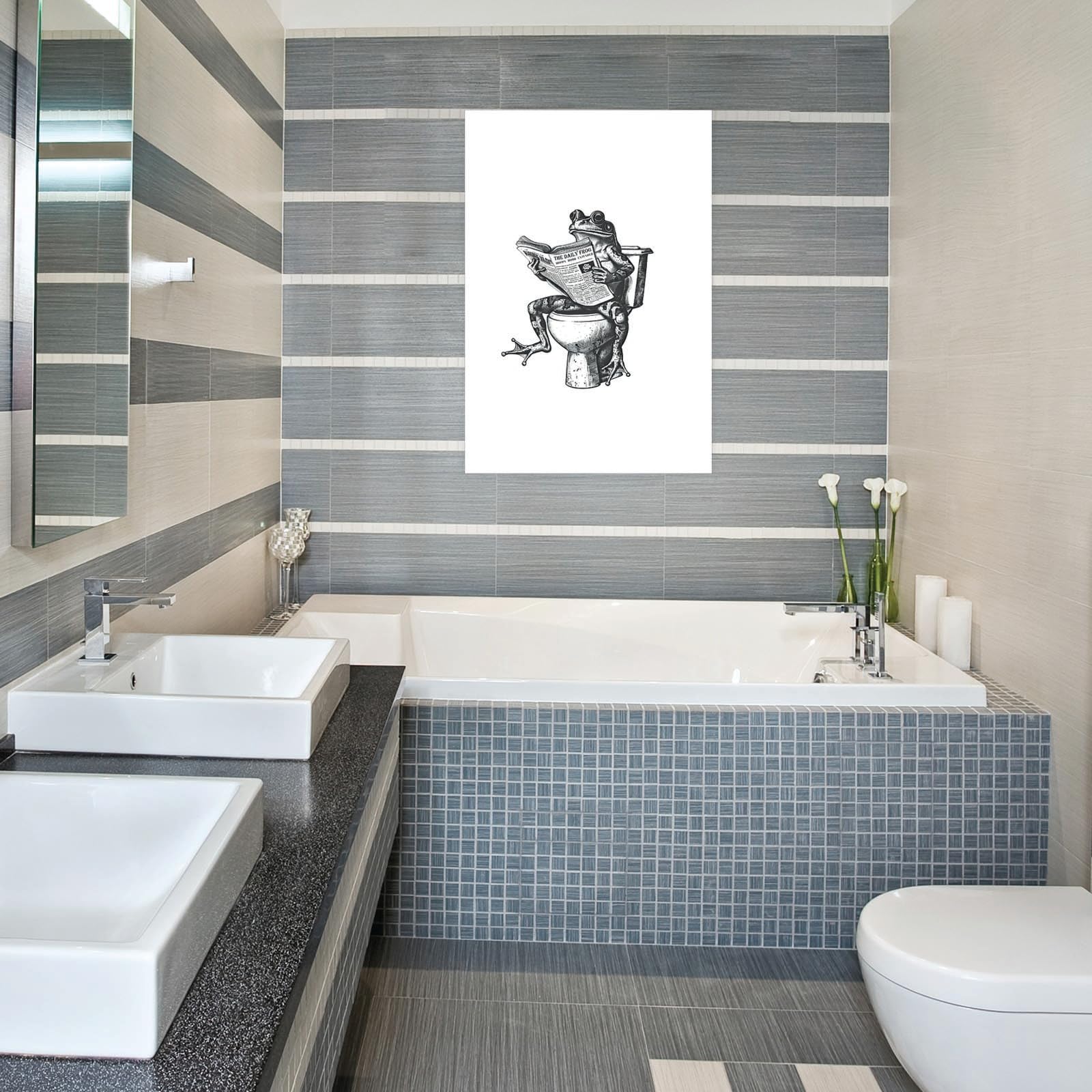 Foto 5 | Lienzo Decorativo Divertido Para Pared Con Forma De Rana Para Baño, Diseño Retro, 40 X 60 Cm - Venta Internacional.