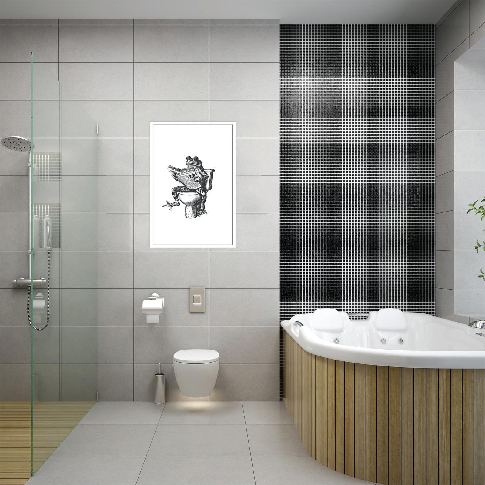 Foto 7 pulgar | Lienzo Decorativo Divertido Para Pared Con Forma De Rana Para Baño, Diseño Retro, 40 X 60 Cm - Venta Internacional.