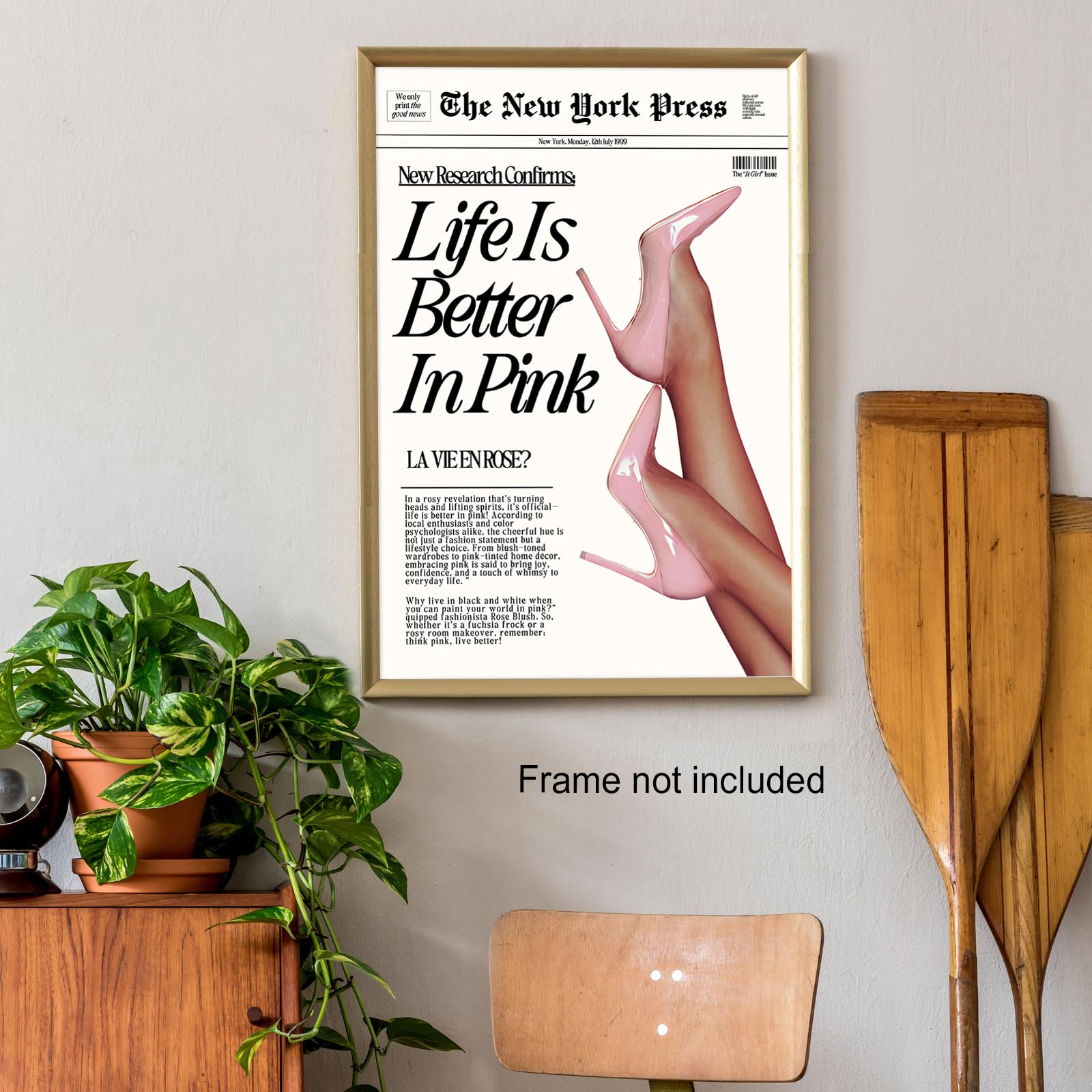 Foto 6 pulgar | Póster Mural Trendy Baby Pink Life Is Better In Pink, 40 X 60 Cm - Venta Internacional.