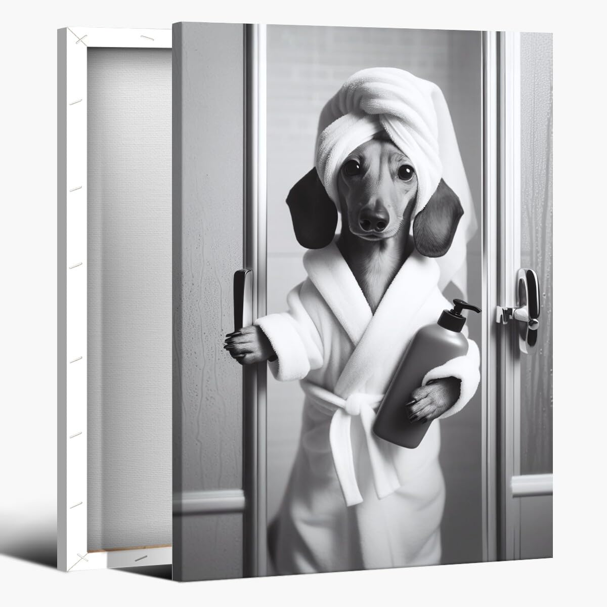 Foto 1 | Póster Sobre Lienzo Para Pared, Divertido Perro Salchicha, Baño, 20 X 30 Cm - Venta Internacional.