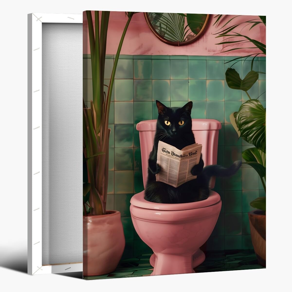 Foto 2 pulgar | Póster Divertido Con Forma De Gato Negro Para Leer Periódico En El Baño, 20 X 30 Cm - Venta Internacional.
