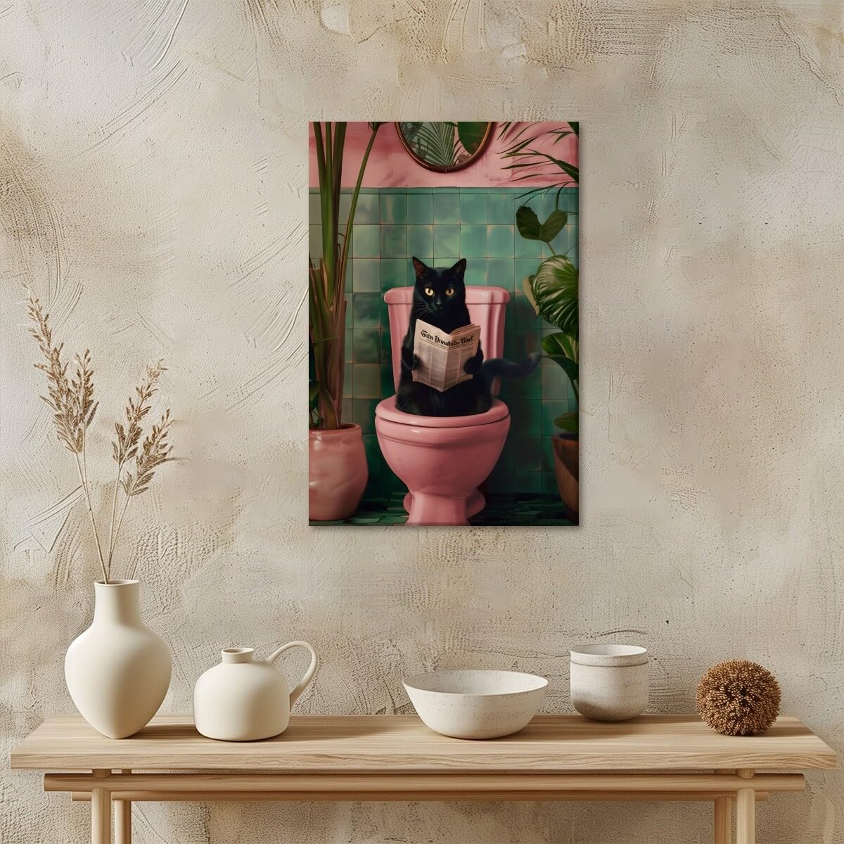 Foto 4 pulgar | Póster Divertido Con Forma De Gato Negro Para Leer Periódico En El Baño, 20 X 30 Cm - Venta Internacional.