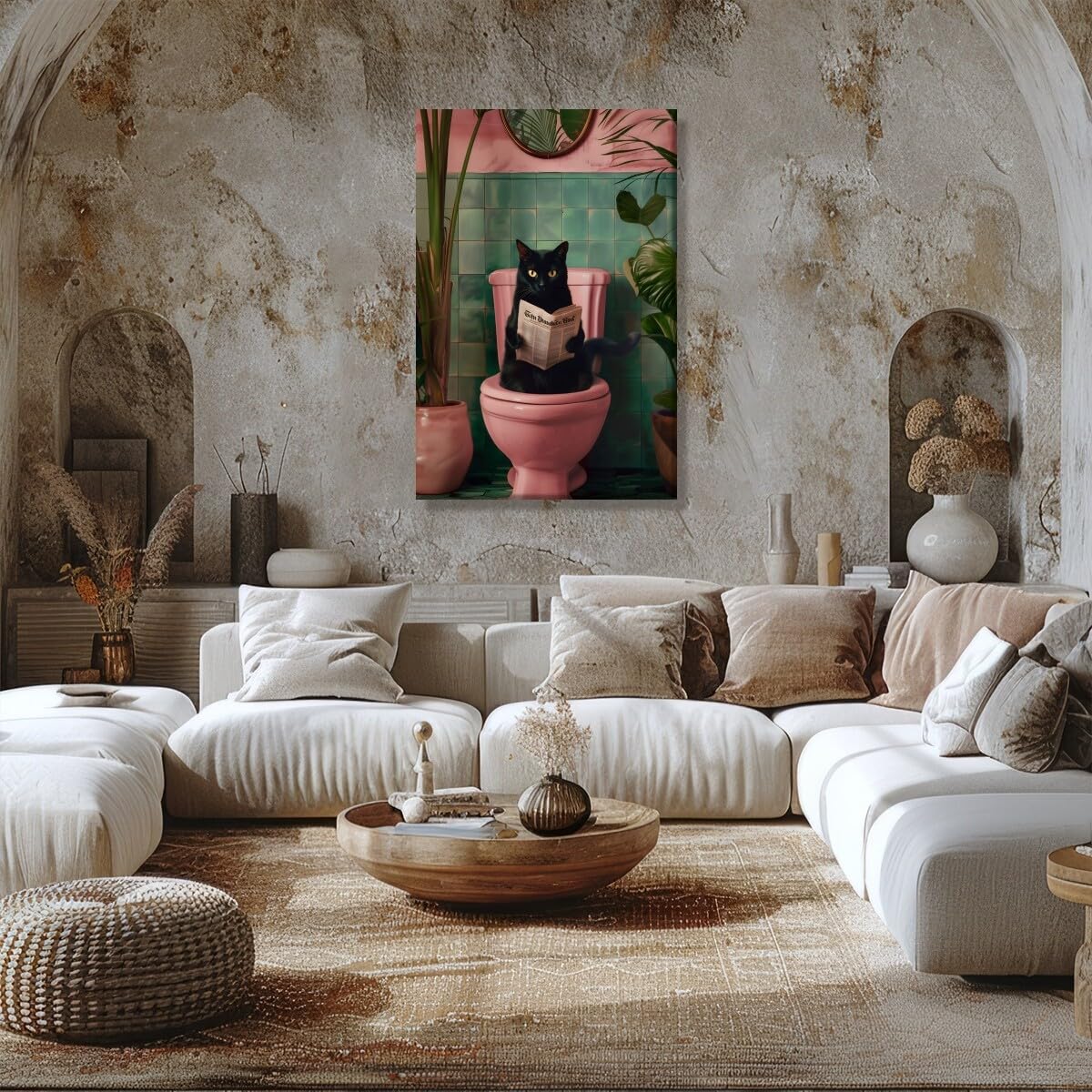 Foto 5 pulgar | Póster Divertido Con Forma De Gato Negro Para Leer Periódico En El Baño, 20 X 30 Cm - Venta Internacional.