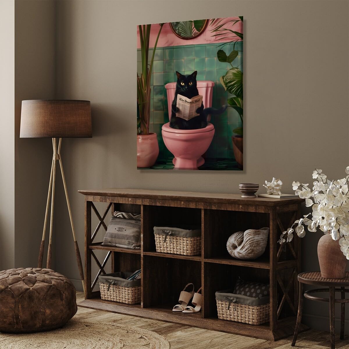 Foto 5 | Póster Divertido Con Forma De Gato Negro Para Leer Periódico En El Baño, 20 X 30 Cm - Venta Internacional.