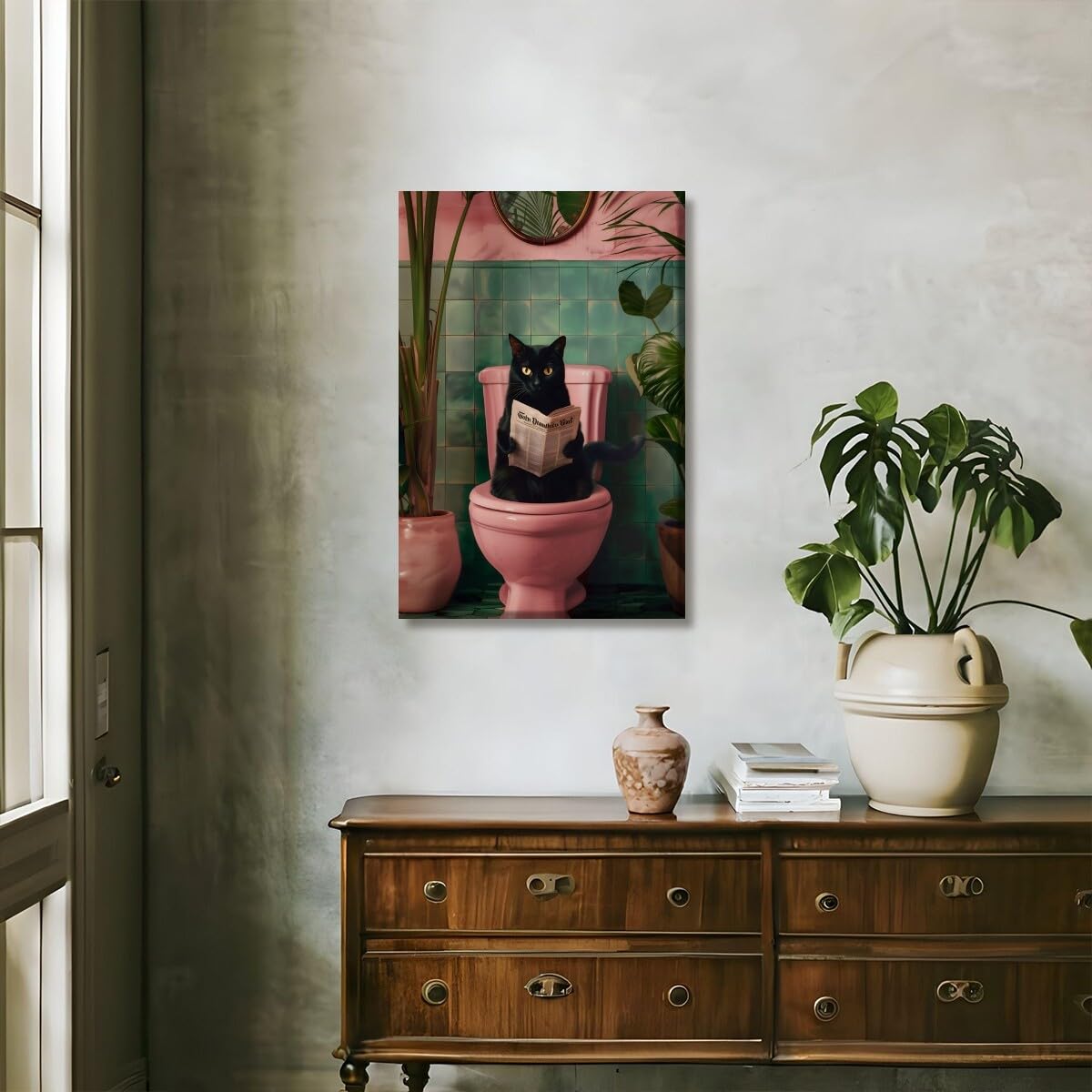 Foto 6 | Póster Divertido Con Forma De Gato Negro Para Leer Periódico En El Baño, 20 X 30 Cm - Venta Internacional.