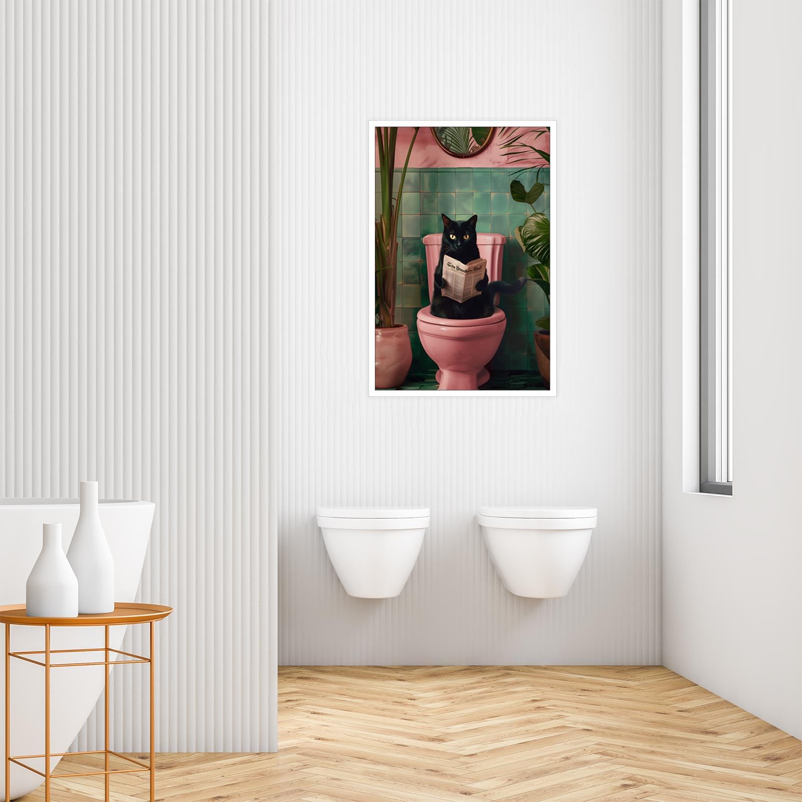 Foto 4 pulgar | Póster Divertido Para Baño Con Forma De Gato Negro Con Lectura De Periódico, 40 X 60 Cm - Venta Internacional.