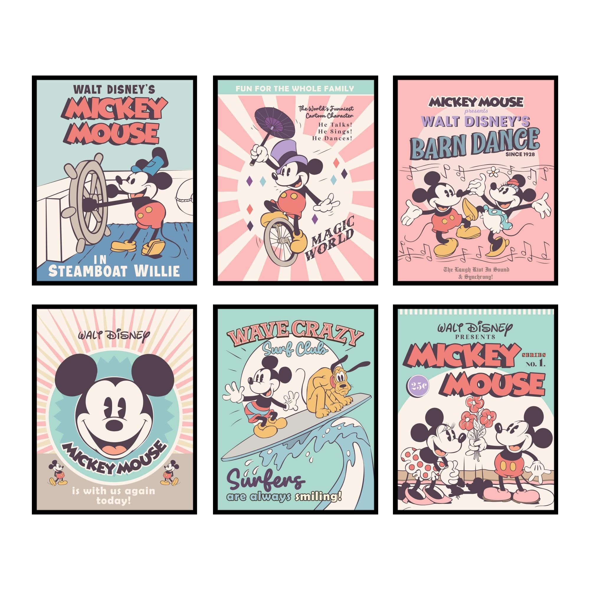 Foto 2 pulgar | Decoración De Pared Con Estampado De Pelucas Grandes De Mickey Mouse Art Disney, Juego De 6 - Venta Internacional.