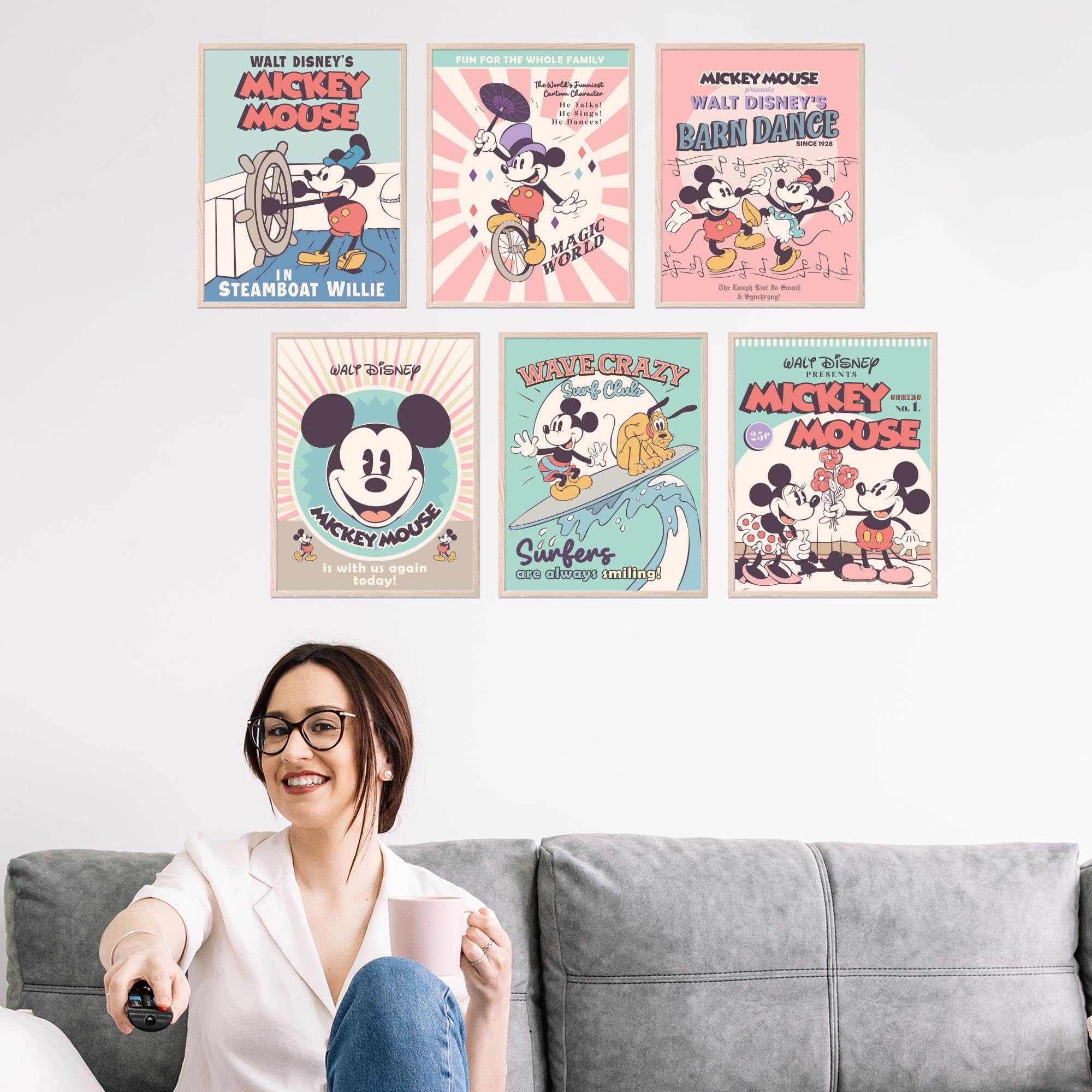 Foto 4 pulgar | Decoración De Pared Con Estampado De Pelucas Grandes De Mickey Mouse Art Disney, Juego De 6 - Venta Internacional.