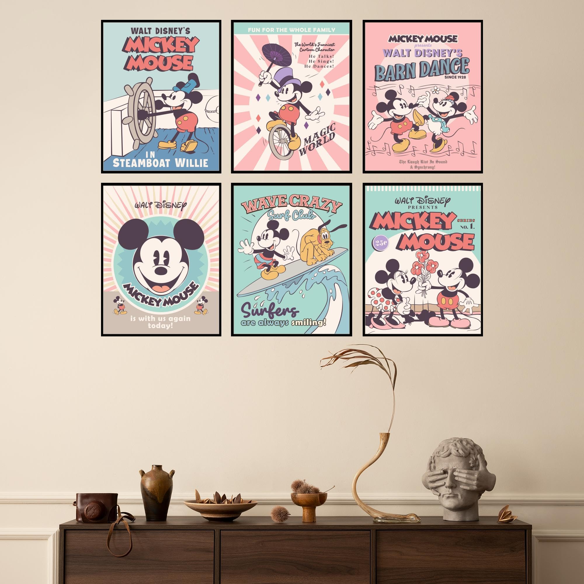 Foto 8 pulgar | Decoración De Pared Con Estampado De Pelucas Grandes De Mickey Mouse Art Disney, Juego De 6 - Venta Internacional.