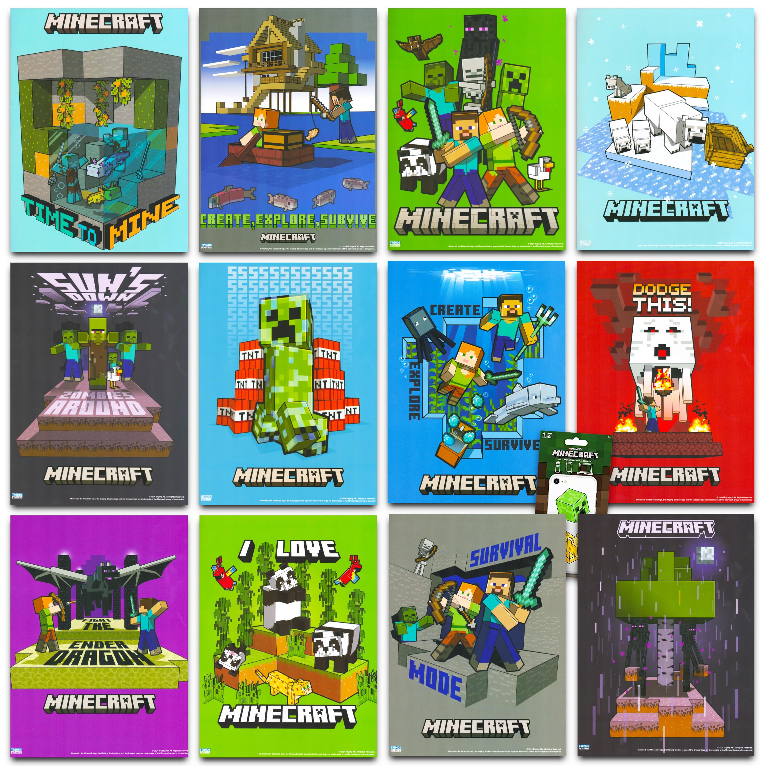 Foto 2 pulgar | Paquete De Pósteres De Minecraft Room Decor, 12 Pósters, 21 X 29 Cm, Eaasok - Venta Internacional.