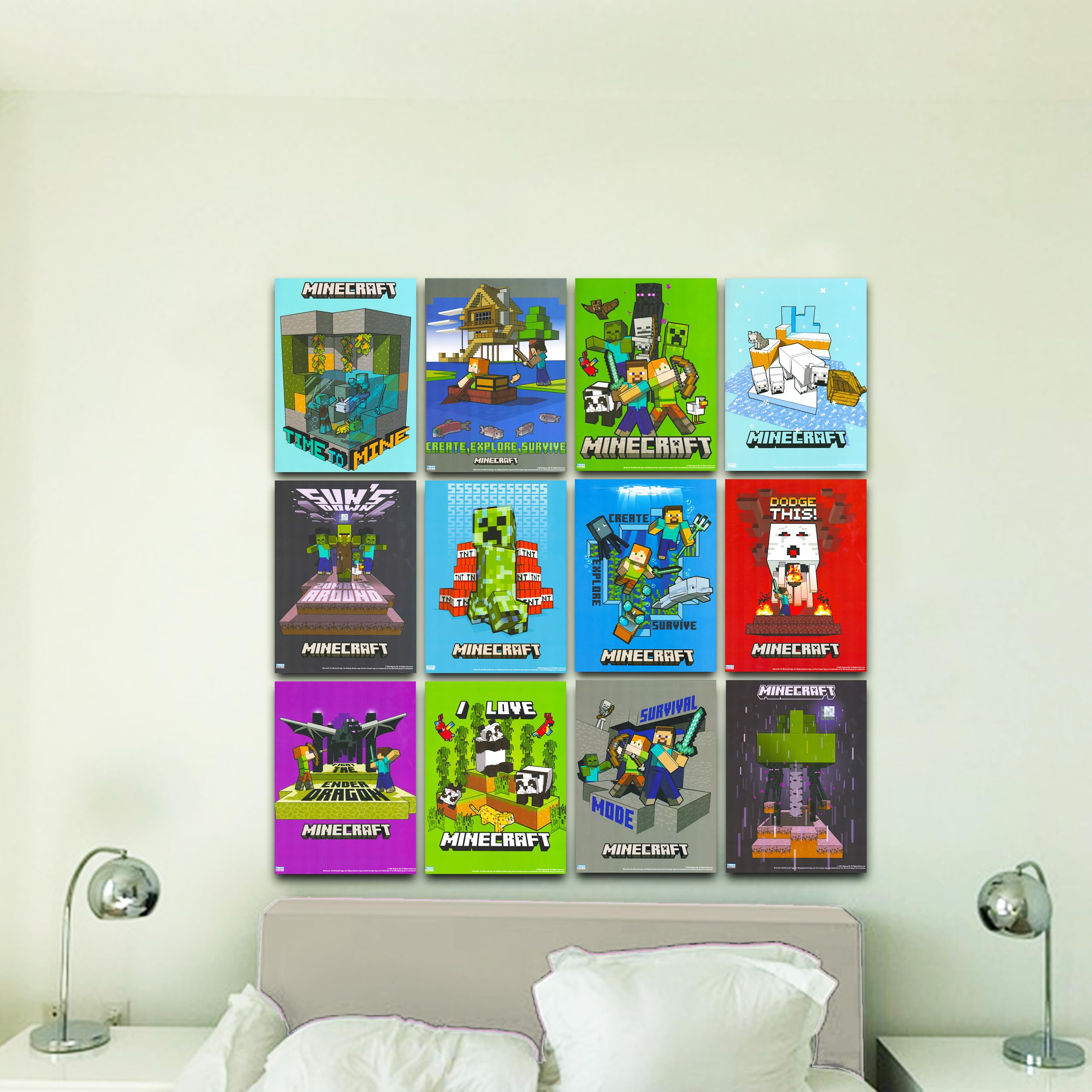 Foto 3 pulgar | Paquete De Pósteres De Minecraft Room Decor, 12 Pósters, 21 X 29 Cm, Eaasok - Venta Internacional.
