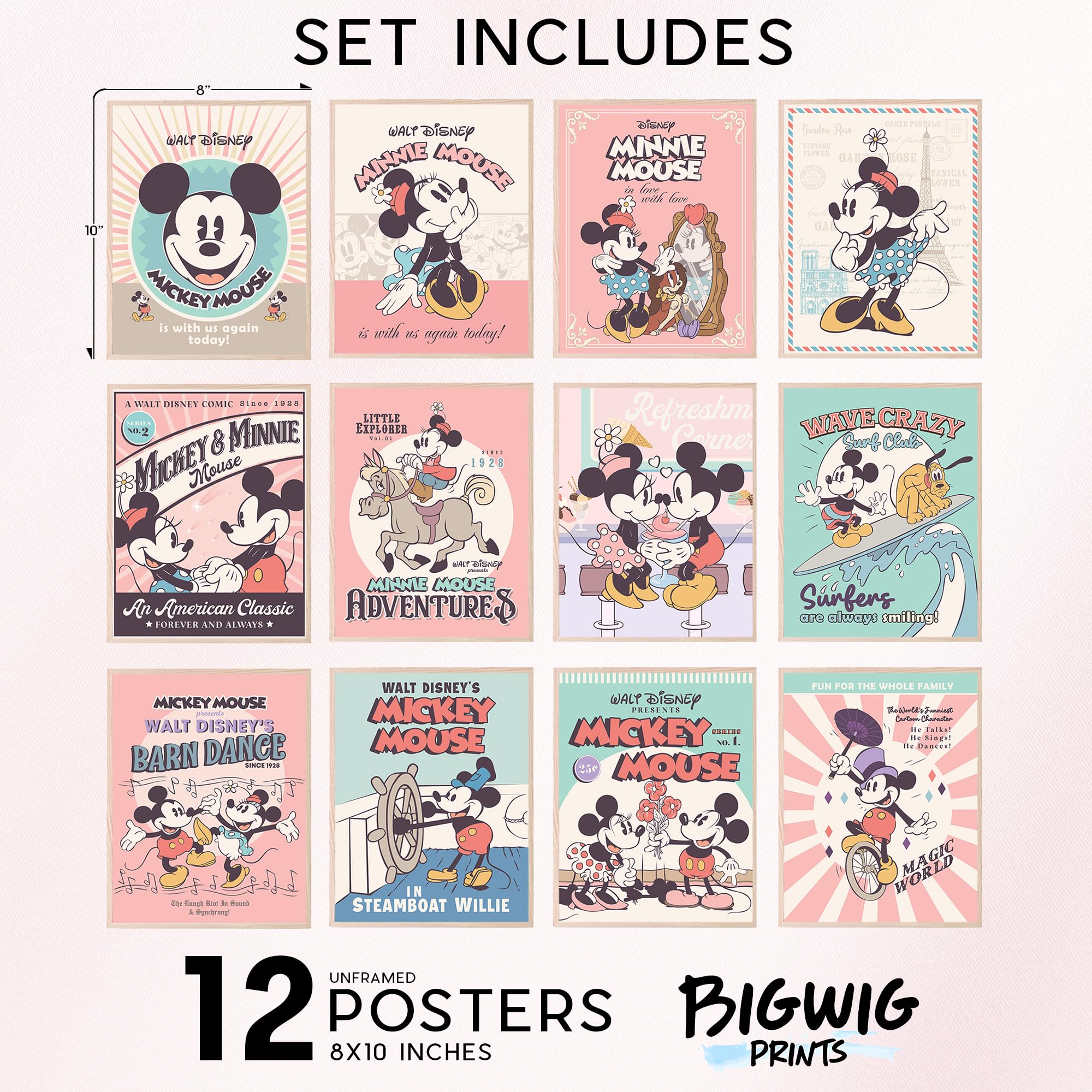 Foto 3 pulgar | Decoración De Pared Con Estampado De Pelucas Gigantes De Mickey Y Minnie De Disney, Juego De 12 - Venta Internacional.