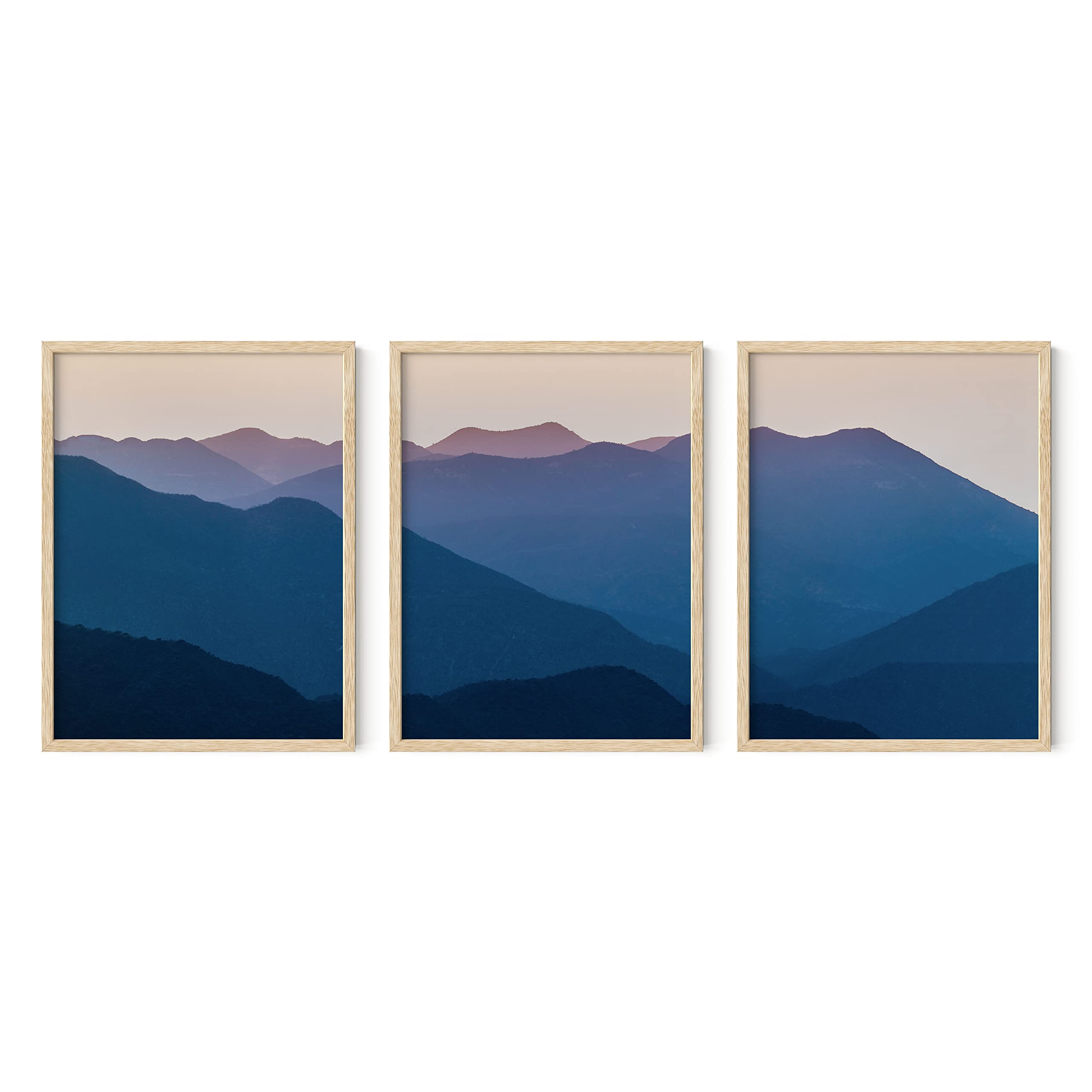 Decoración De Pared Haus And Hues Frame Art Con Diseño De Montañas, Juego De 3 Unidades, 30 X 40 Cm - Venta Interna