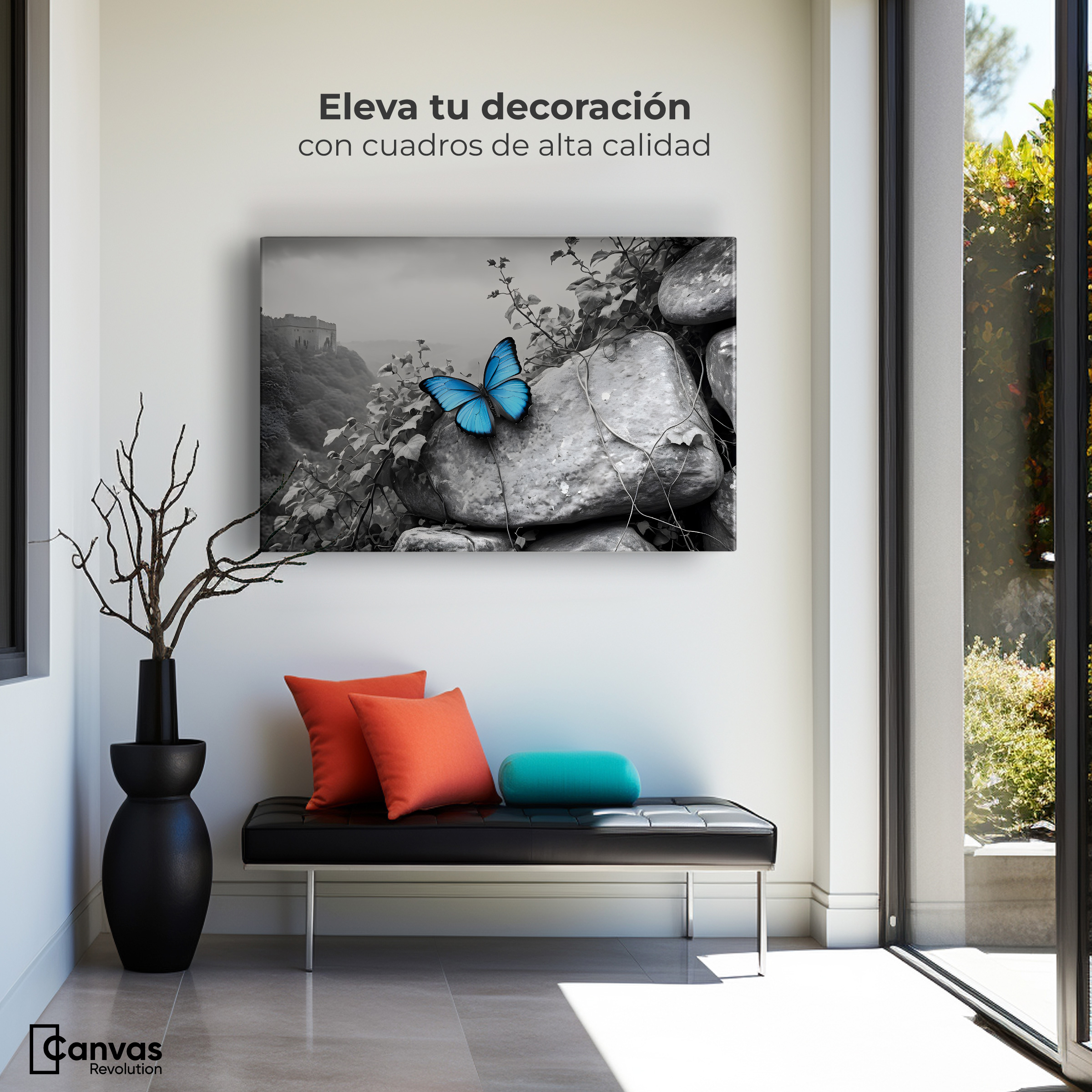 Foto 4 pulgar | Cuadro Blanco Y Negro Canvas  Alas De Zafiro 90x60