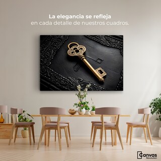 Foto 2 | Cuadro Blanco Y Negro Canvas Llave Dorada 90x60