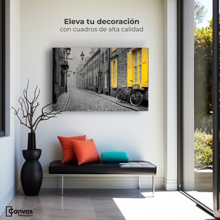 Foto 3 | Cuadro Blanco Y Negro Canvas Amarillo Resplandor 90x60
