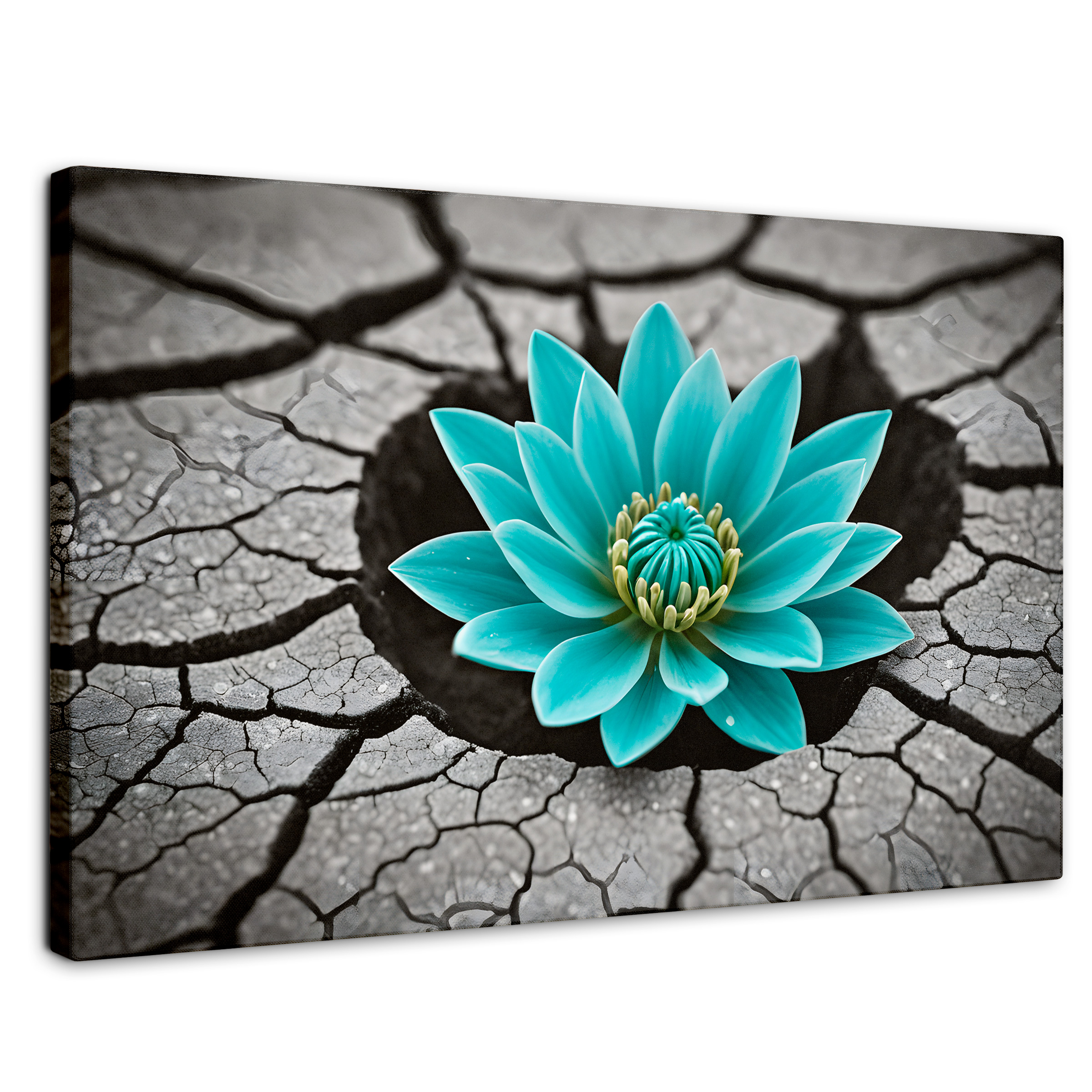 Cuadro Blanco Y Negro Canvas Crecimiento Azul 90x60