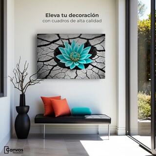 Foto 3 | Cuadro Blanco Y Negro Canvas Crecimiento Azul 90x60