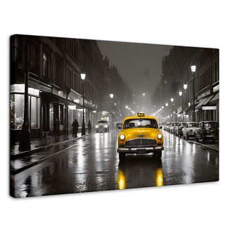 Foto 1 | Cuadro Blanco Y Negro Canvas Amarillo En Acción 90x60