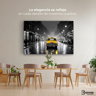 Foto 2 | Cuadro Blanco Y Negro Canvas Amarillo En Acción 90x60