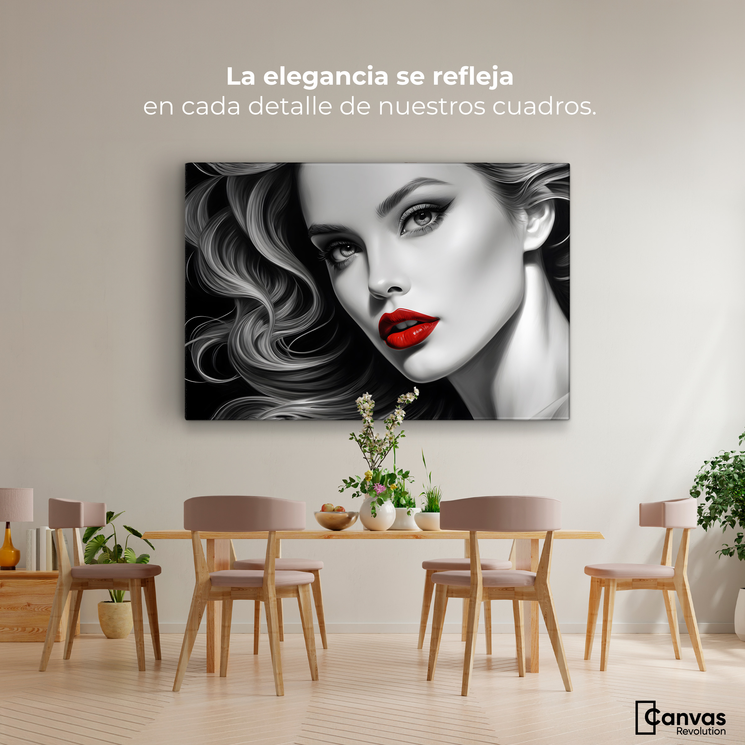 Foto 3 pulgar | Cuadro Blanco Y Negro Canvas Labios De Pasión 90x60