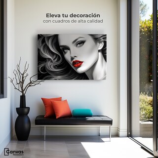 Foto 3 | Cuadro Blanco Y Negro Canvas Labios De Pasión 90x60