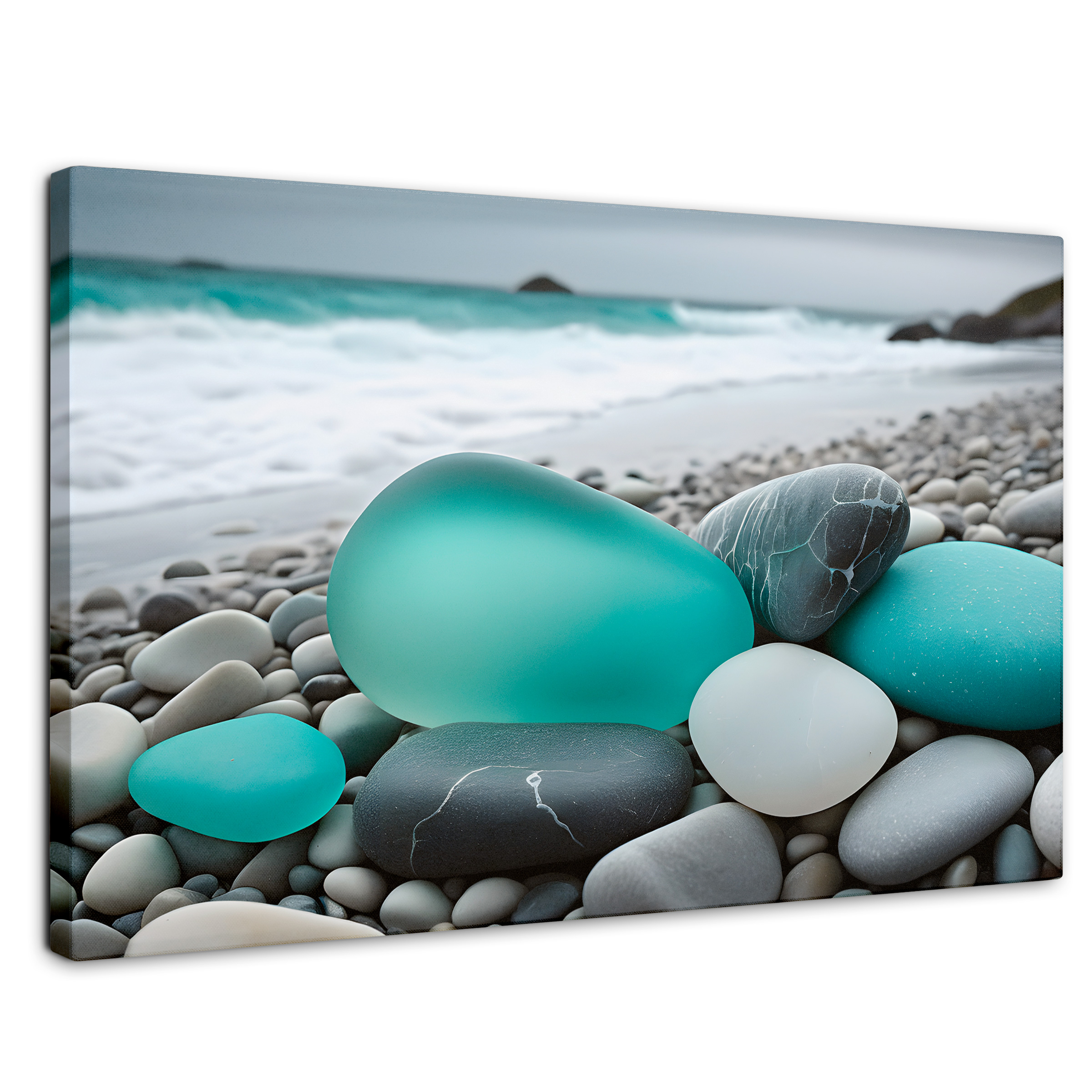 Cuadro Blanco Y Negro Canvas Azul En La Orilla 90x60