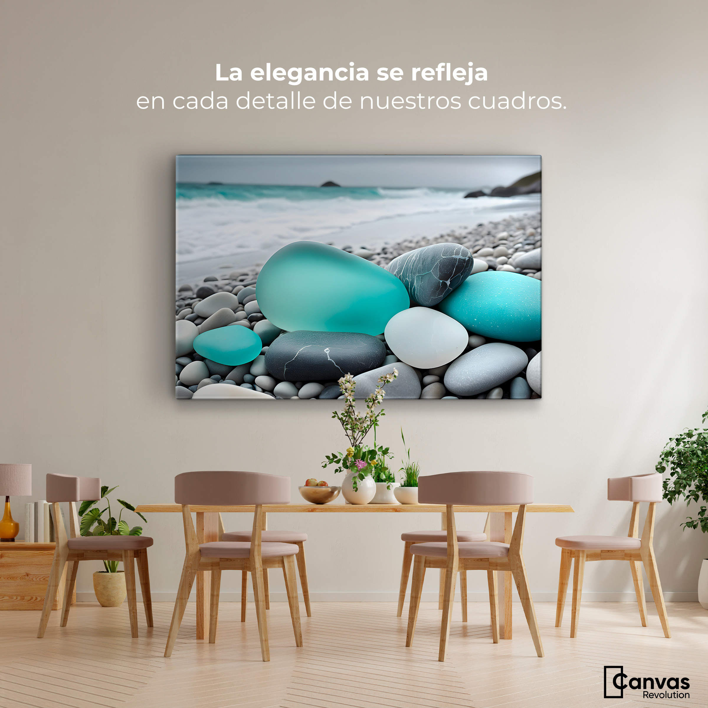 Foto 3 pulgar | Cuadro Blanco Y Negro Canvas Azul En La Orilla 90x60