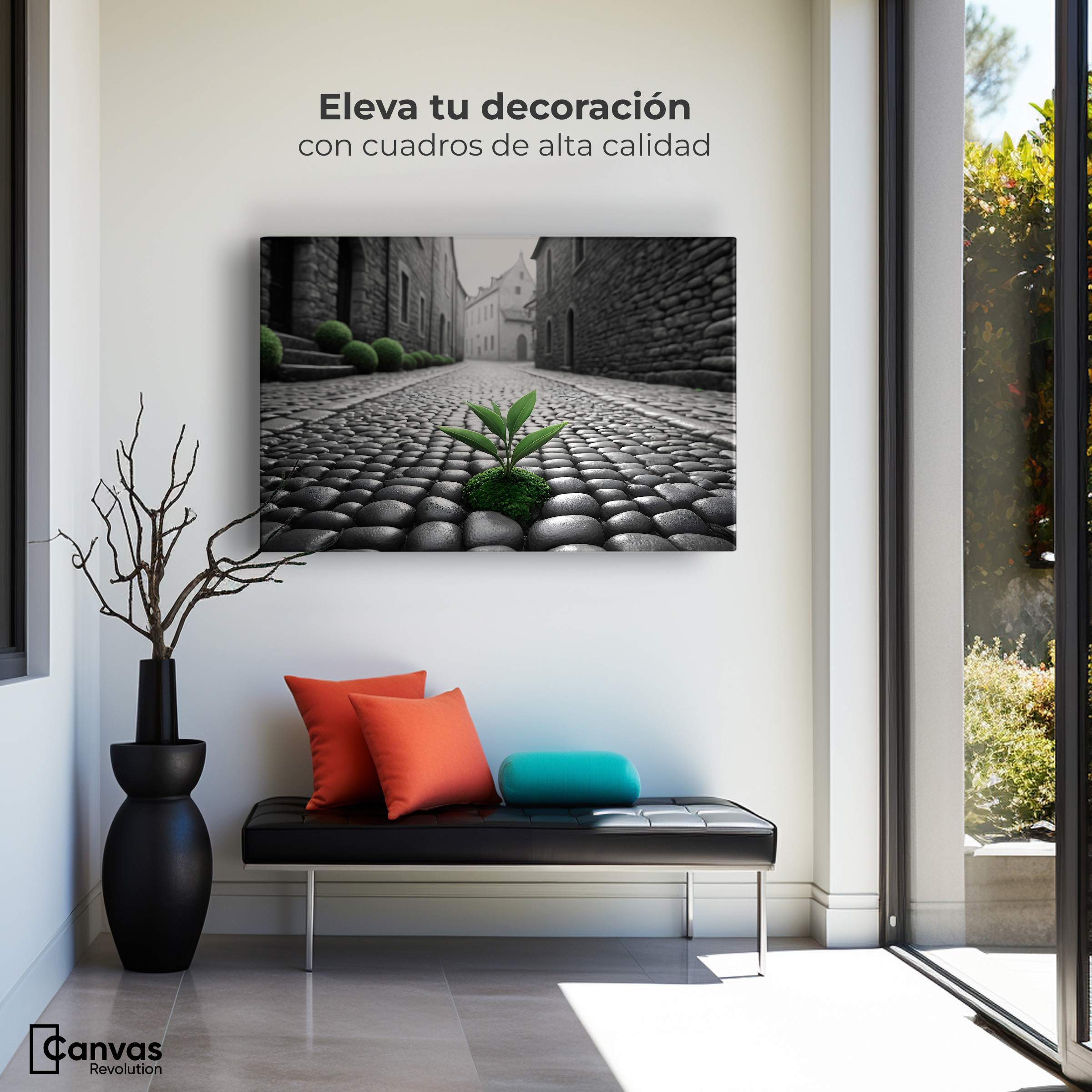 Foto 4 pulgar | Cuadro Blanco Y Negro Canvas Raíces Urbanas 90x60