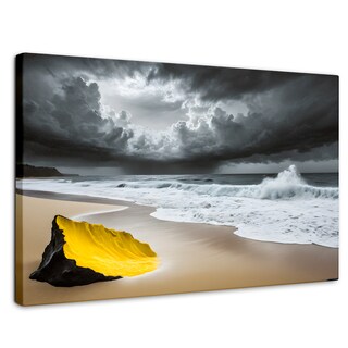 Foto 1 | Cuadro Blanco Y Negro Canvas Amarillo En Arena 90x60
