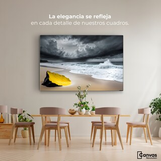 Foto 2 | Cuadro Blanco Y Negro Canvas Amarillo En Arena 90x60